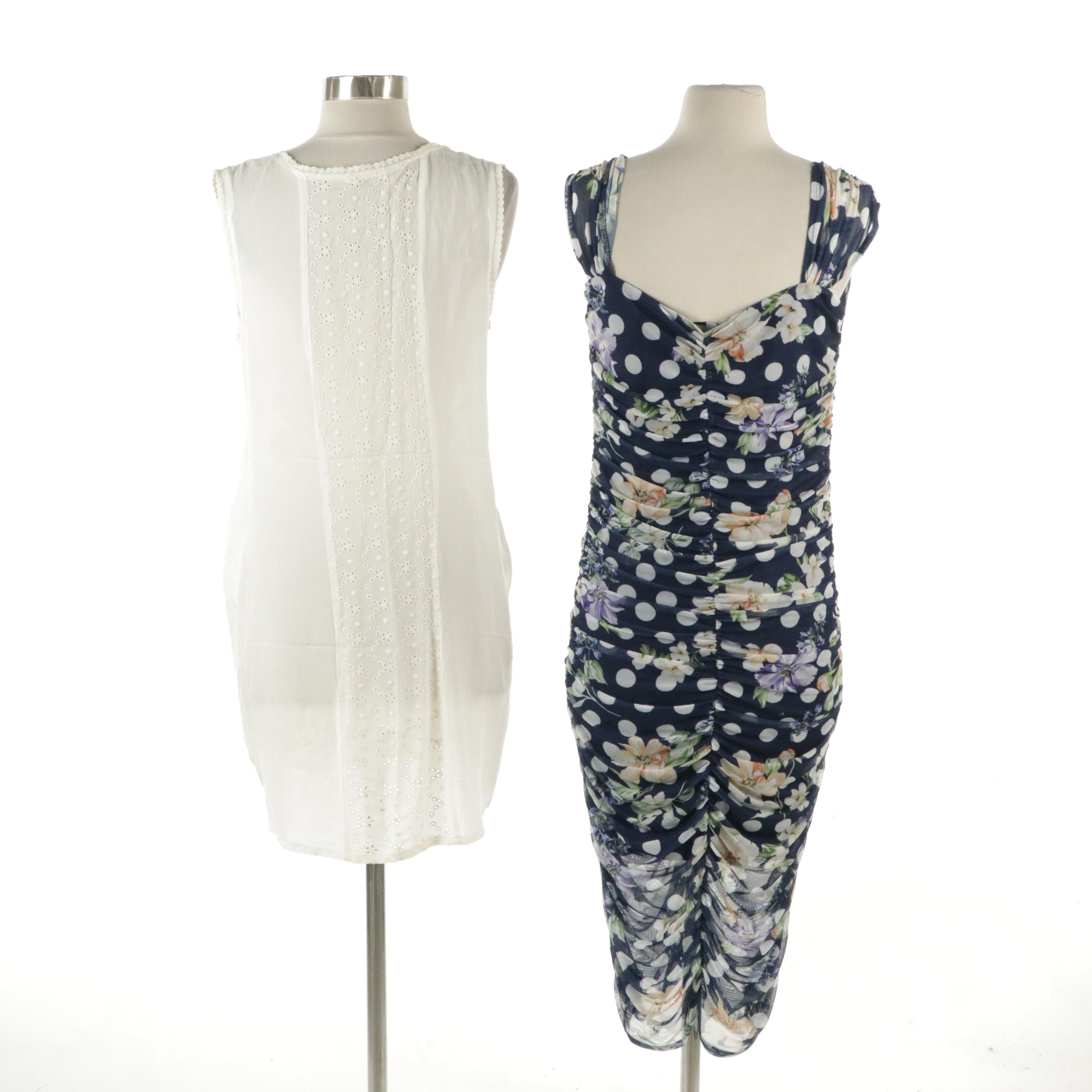 Johnny Was Embroidered Sleeveless Dress & Alexia Admor Printed Sleeveless Dress
