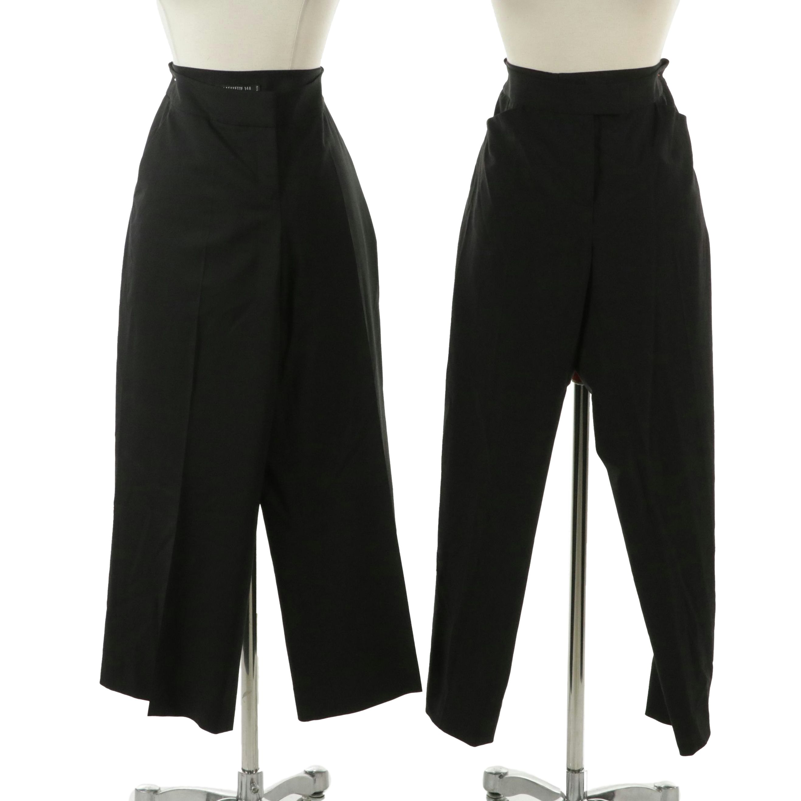 Lafayette 148 Black Virgin Wool Straight-Leg and Cropped Wide-Leg Trousers
