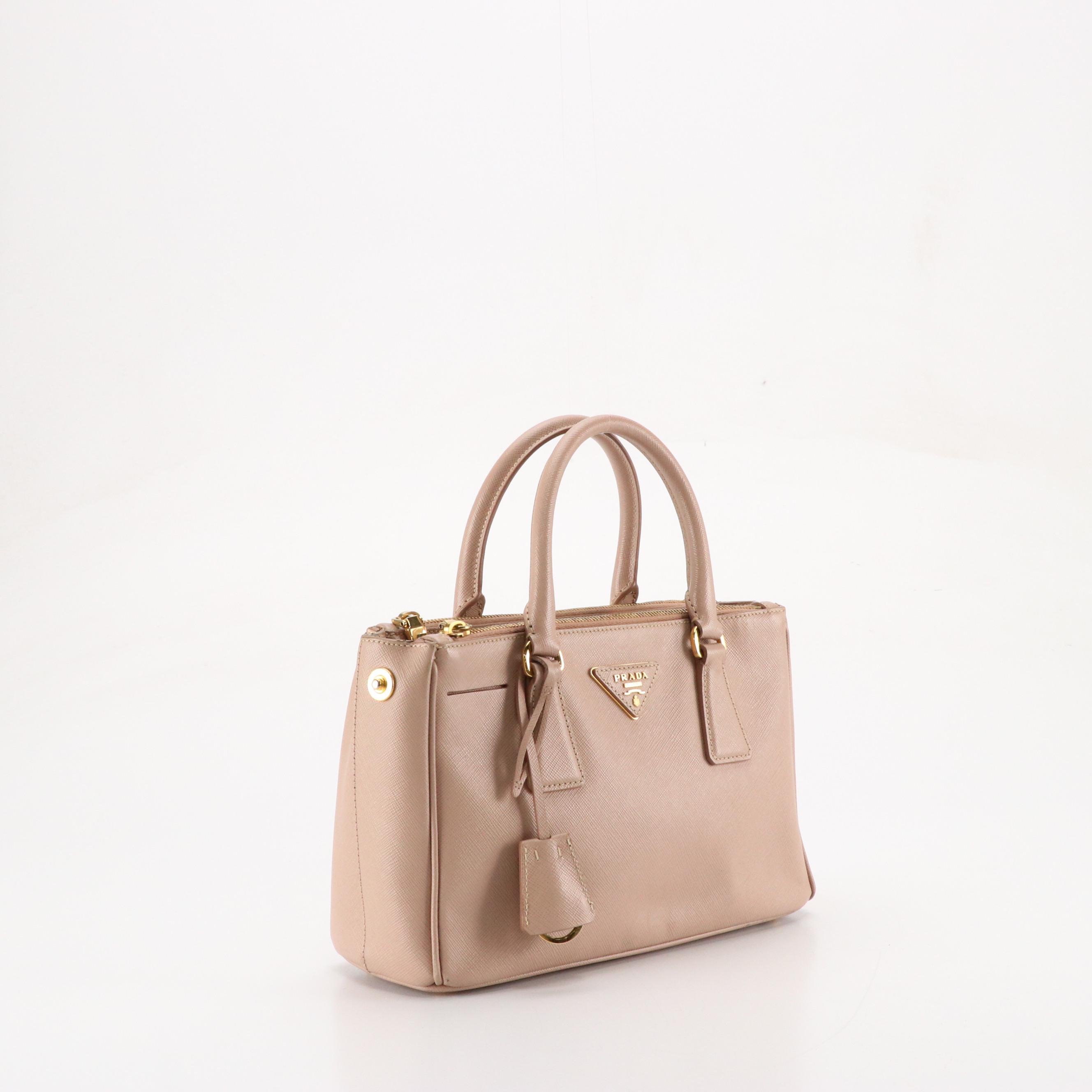 Prada Mini Galleria Two-Way Tote in Blush Beige Saffiano Leather