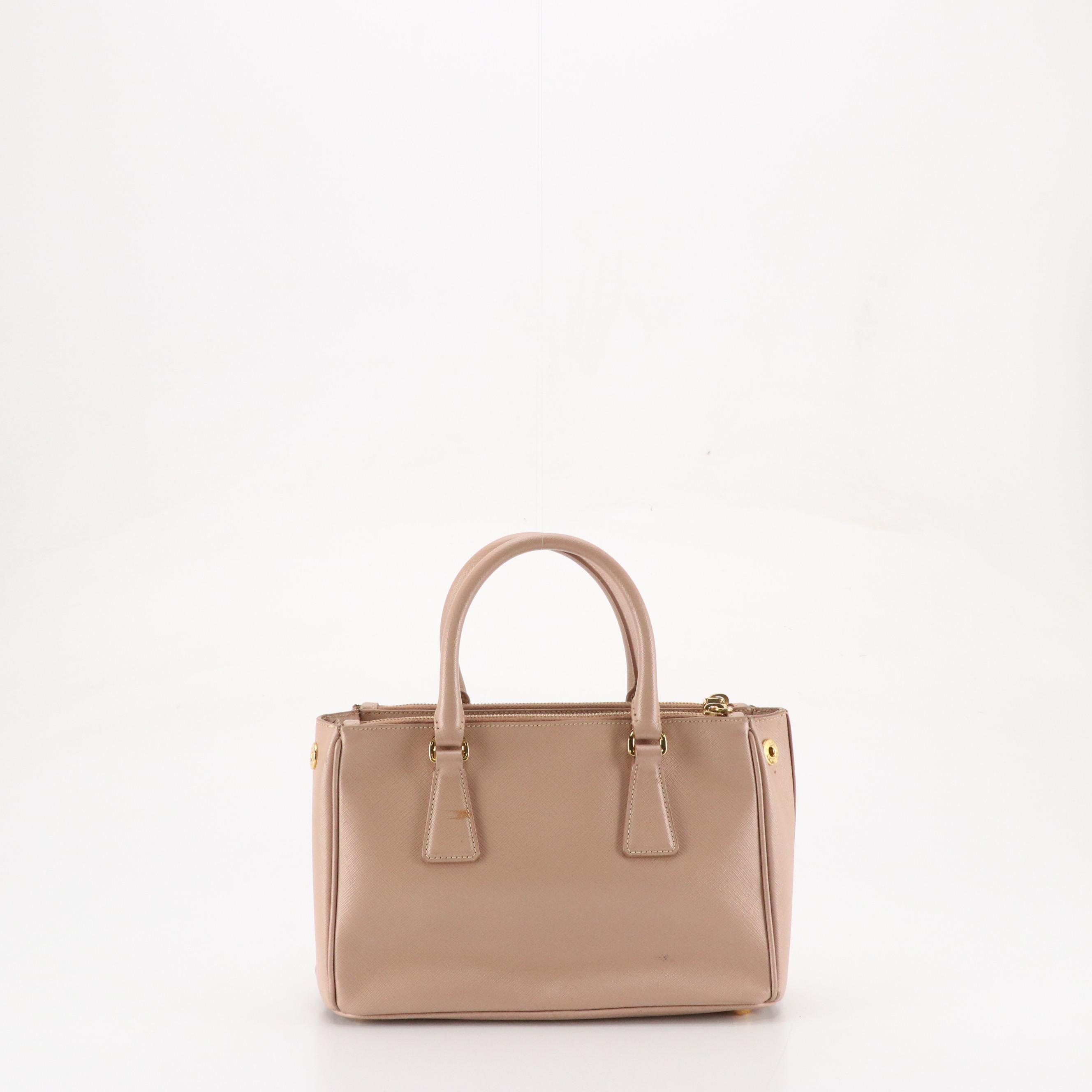 Prada Mini Galleria Two-Way Tote in Blush Beige Saffiano Leather