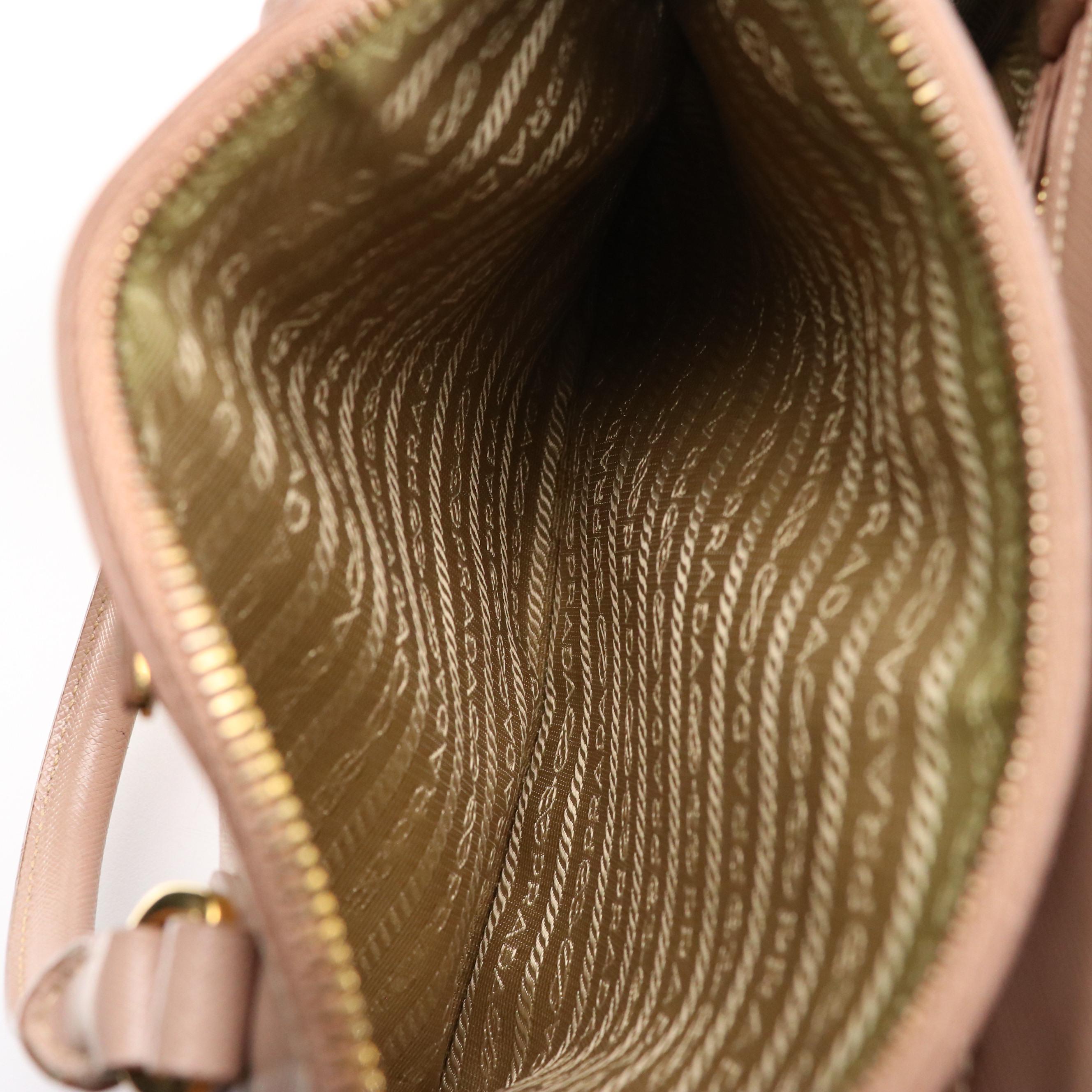 Prada Mini Galleria Two-Way Tote in Blush Beige Saffiano Leather