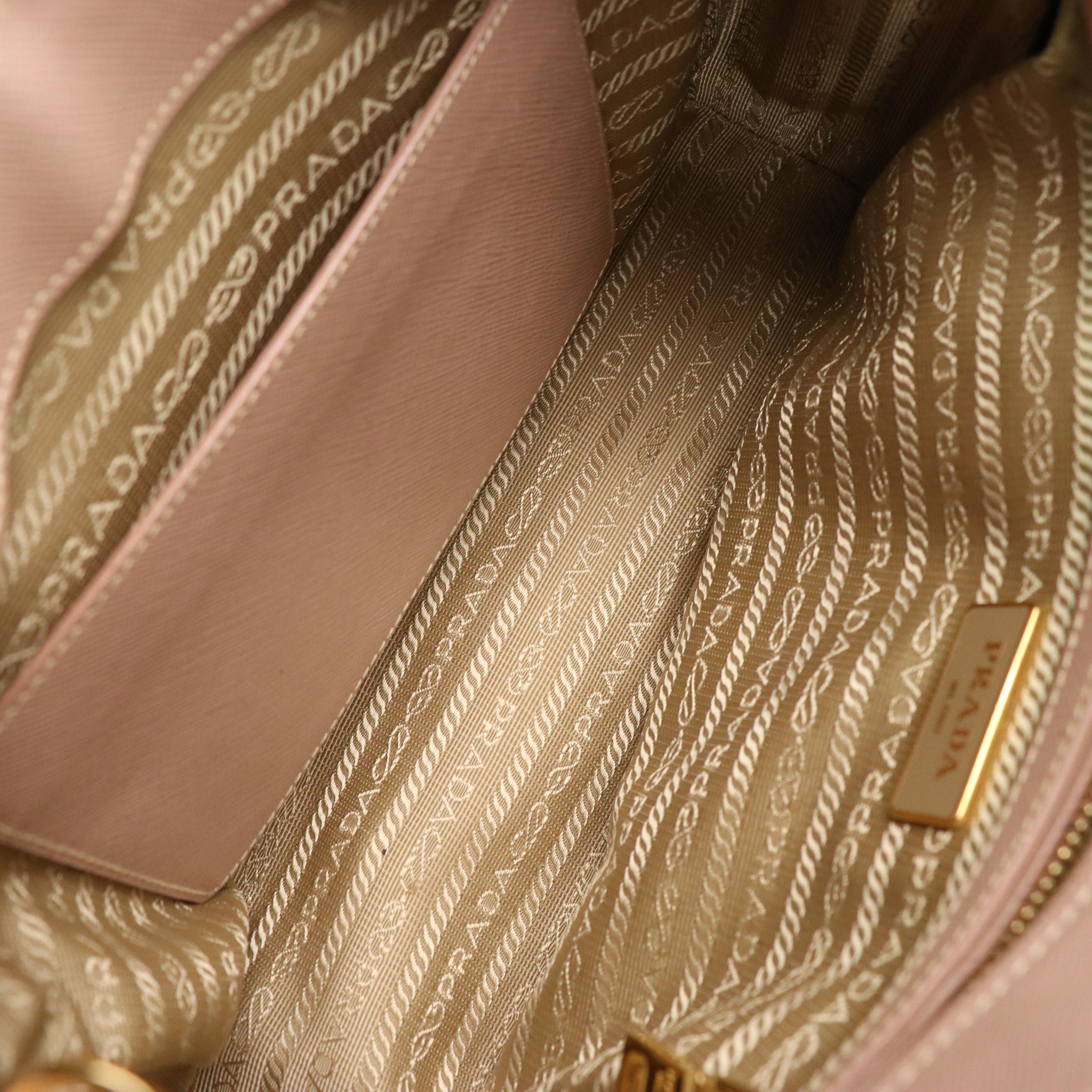 Prada Mini Galleria Two-Way Tote in Blush Beige Saffiano Leather