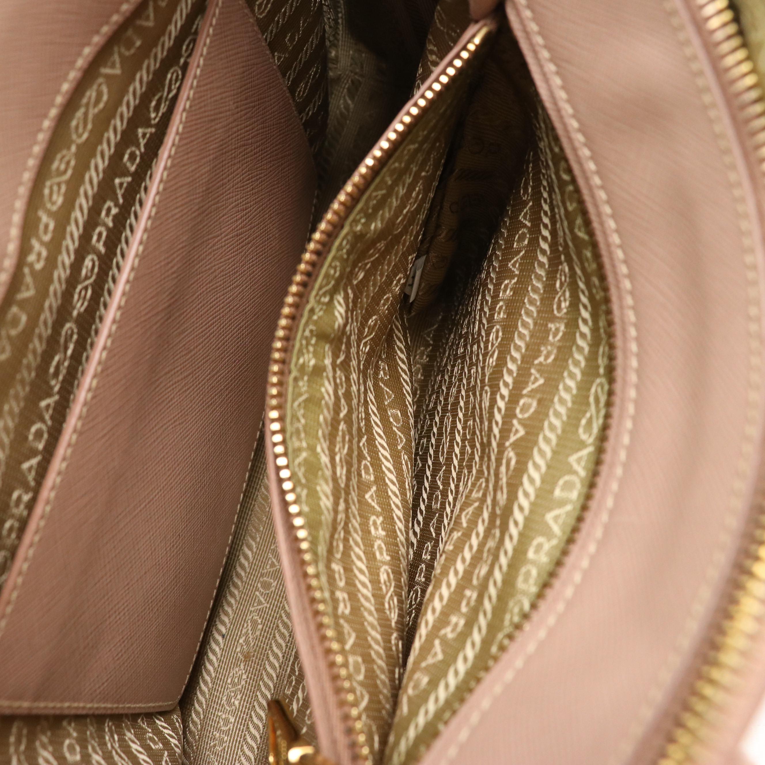 Prada Mini Galleria Two-Way Tote in Blush Beige Saffiano Leather