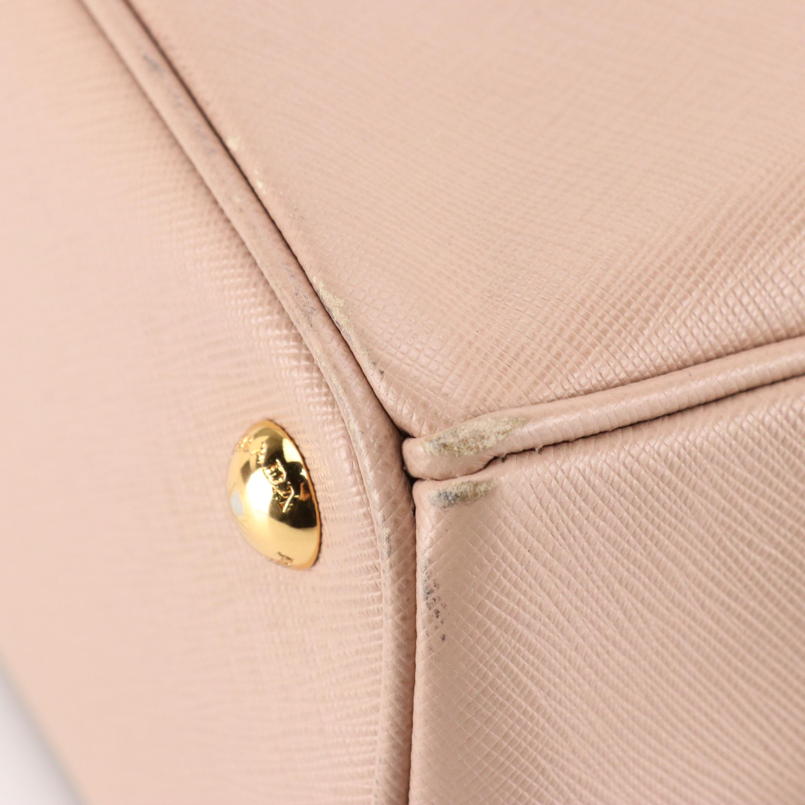 Prada Mini Galleria Two-Way Tote in Blush Beige Saffiano Leather