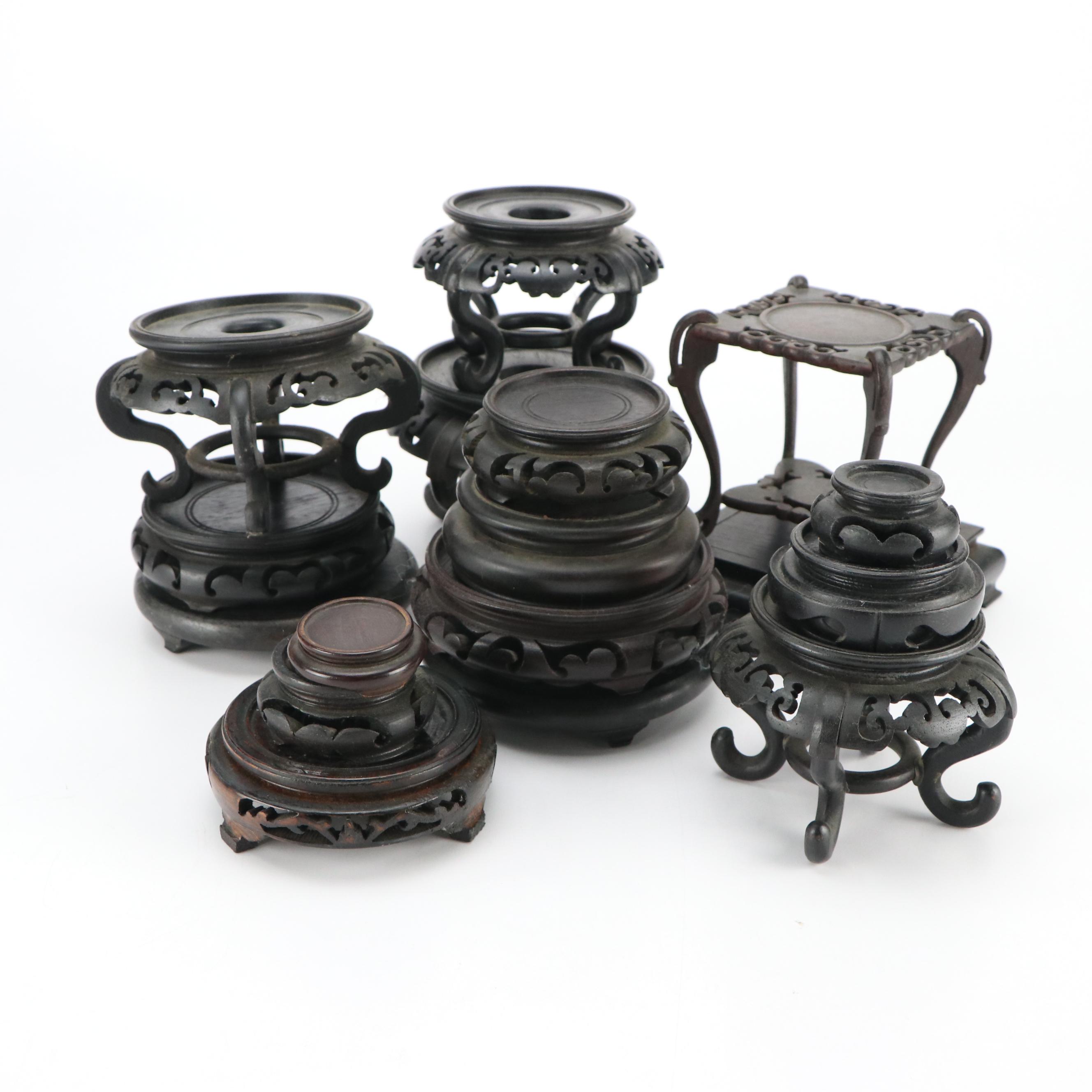 Chinese Carved Hardwood Stand Collection