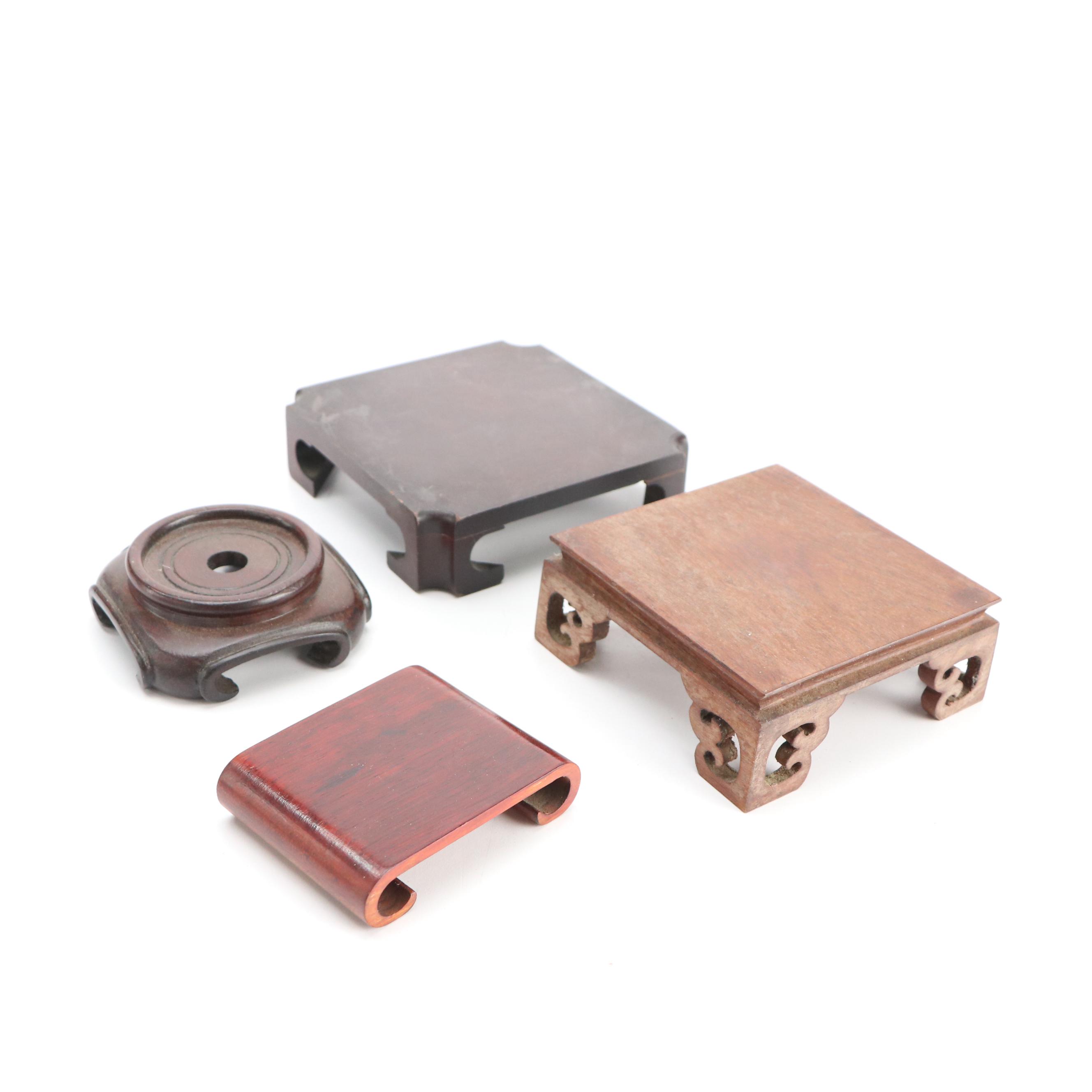 Chinese Carved Box Wood and Hardwood Stand Collection