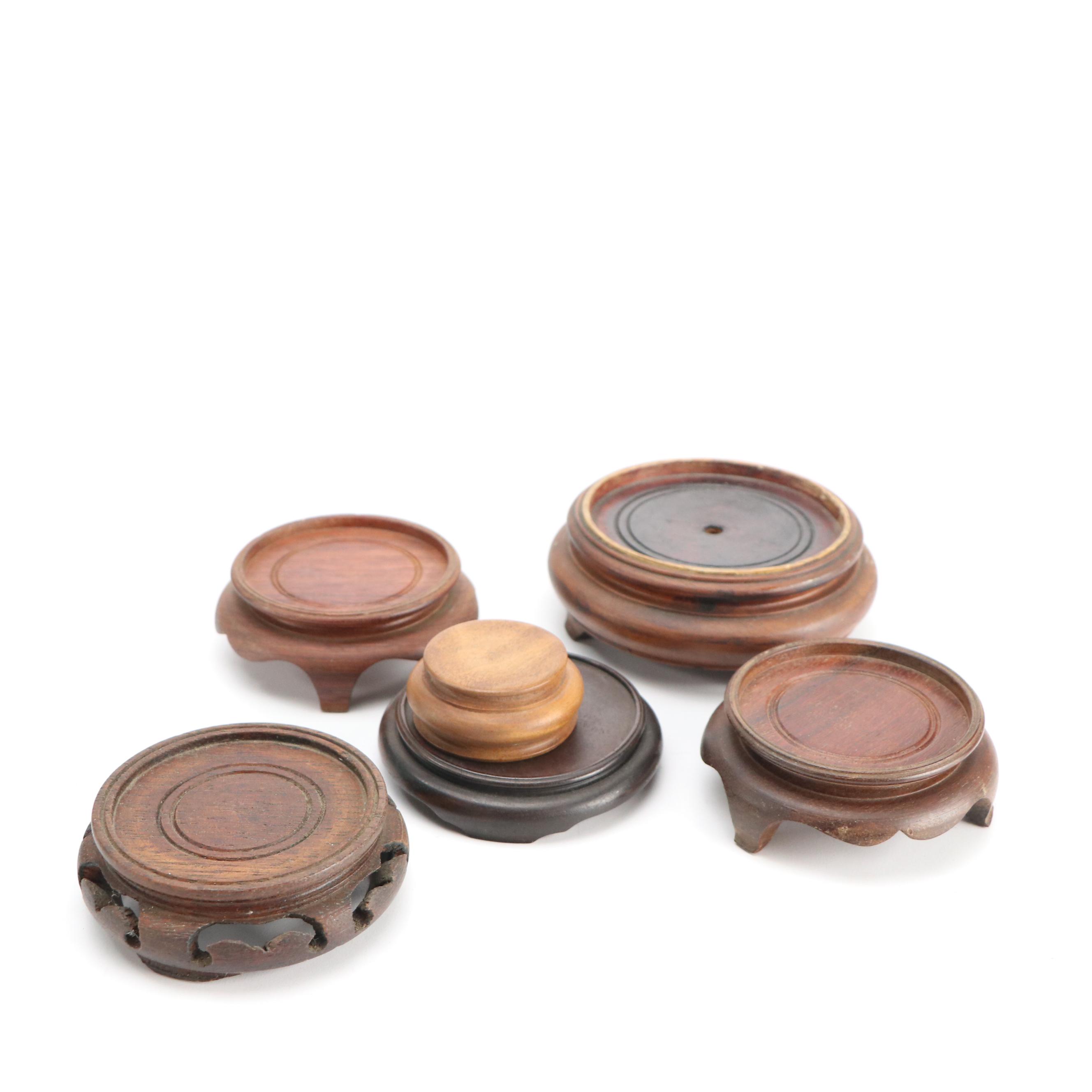 Chinese Carved Box Wood and Hardwood Stand Collection