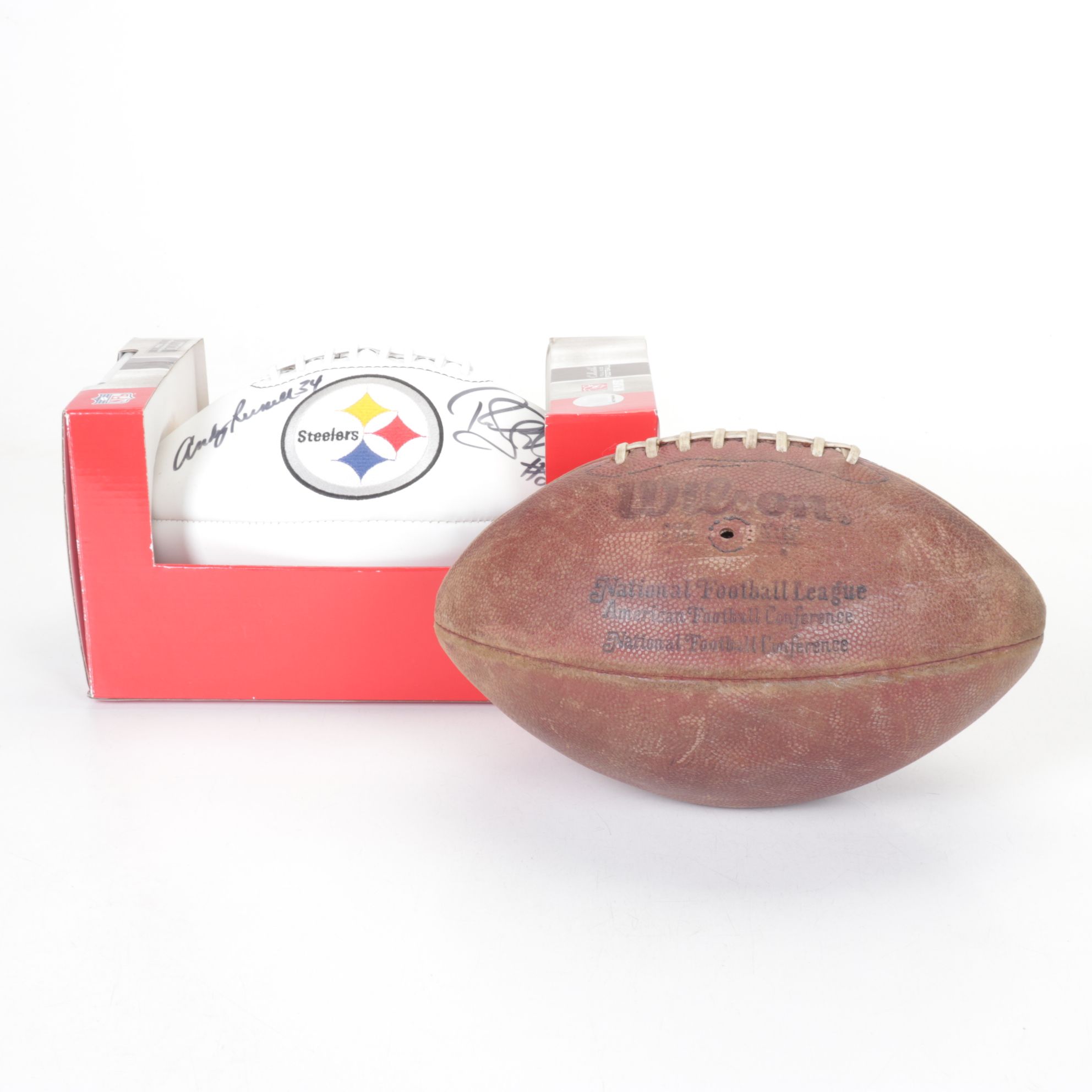Rocky Bleier & Andy Russell Signed Football