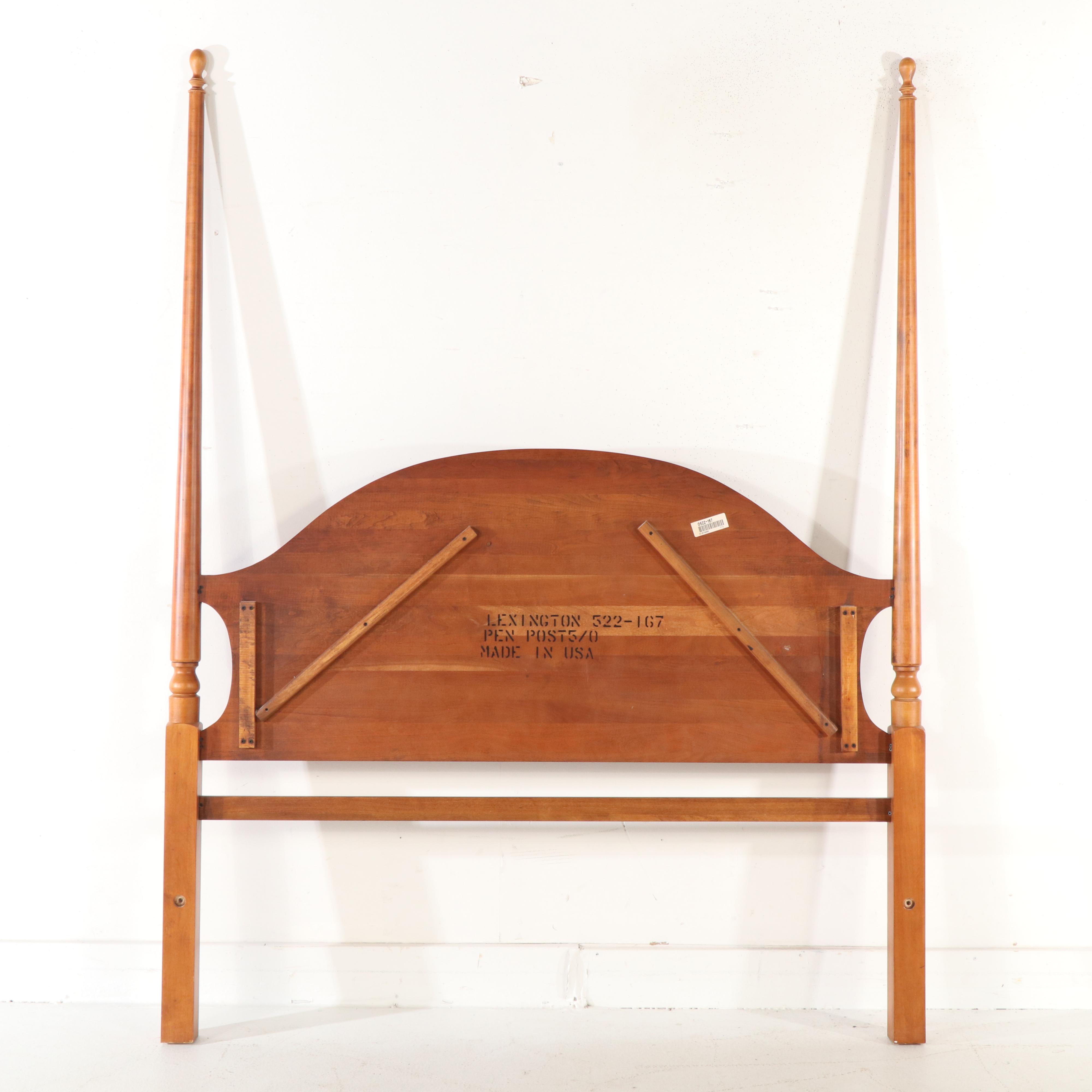 Lexington Cherry Four Poster Queen Bed and Pair of Bachelor Chest Nightstands