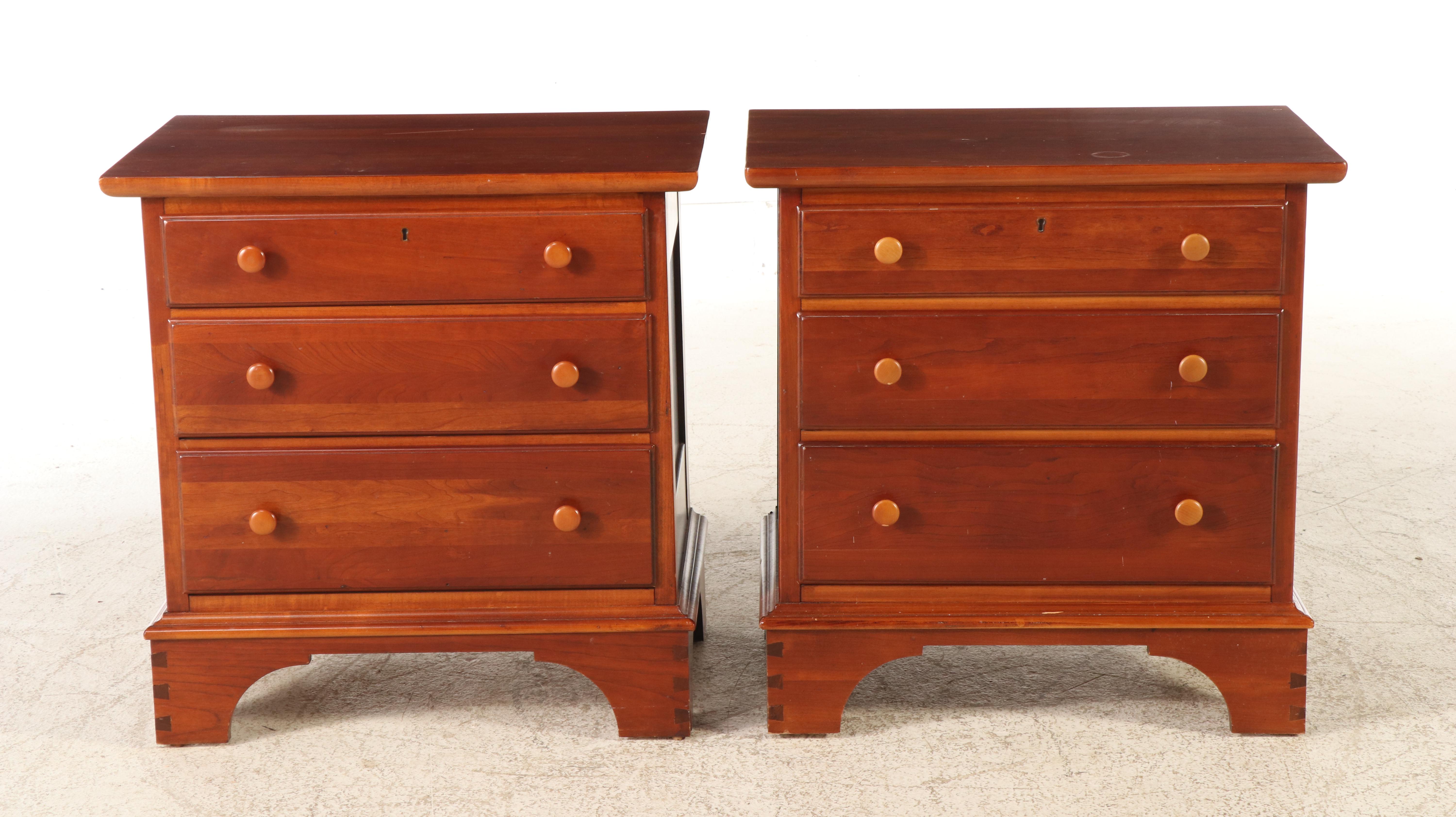 Lexington Cherry Four Poster Queen Bed and Pair of Bachelor Chest Nightstands