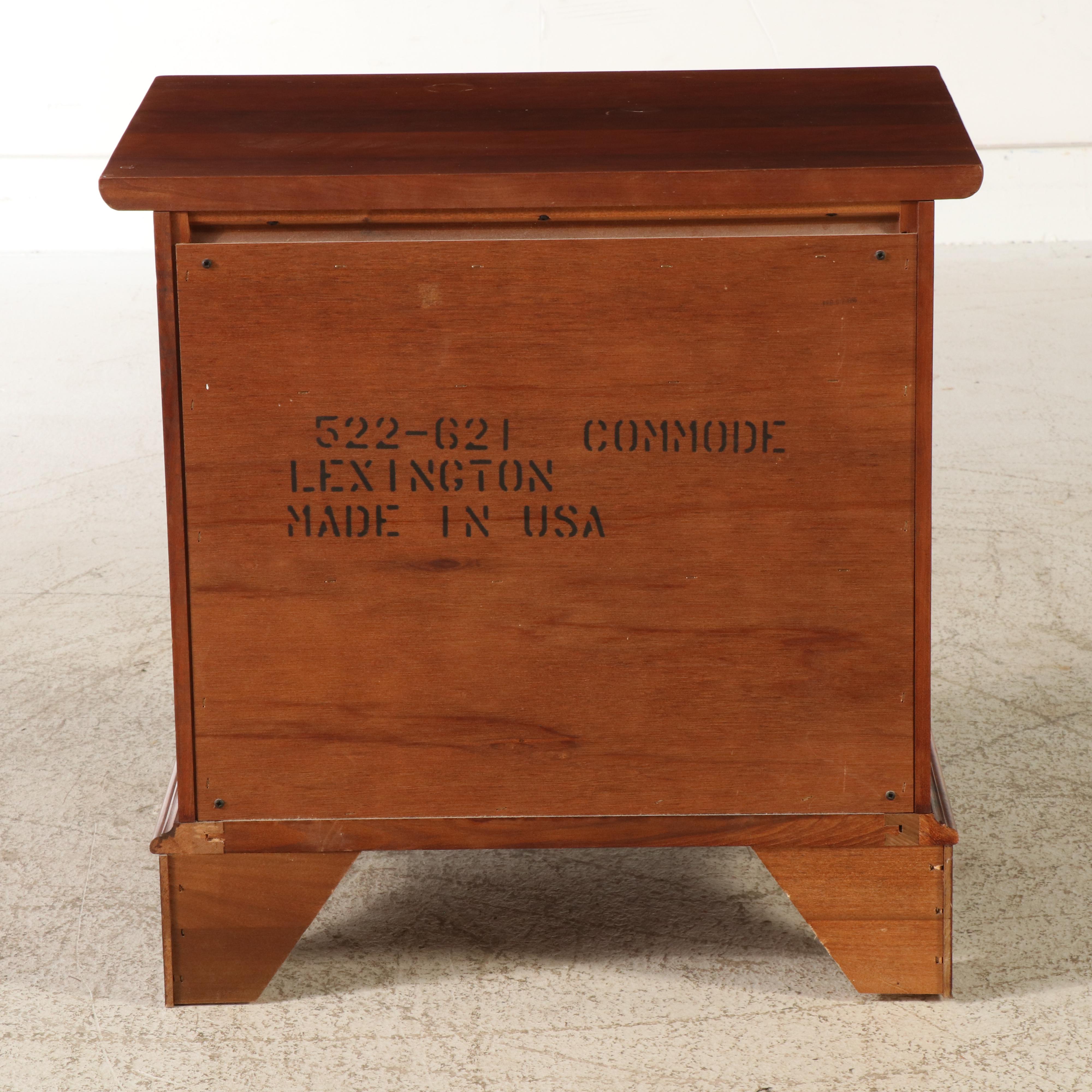 Lexington Cherry Four Poster Queen Bed and Pair of Bachelor Chest Nightstands