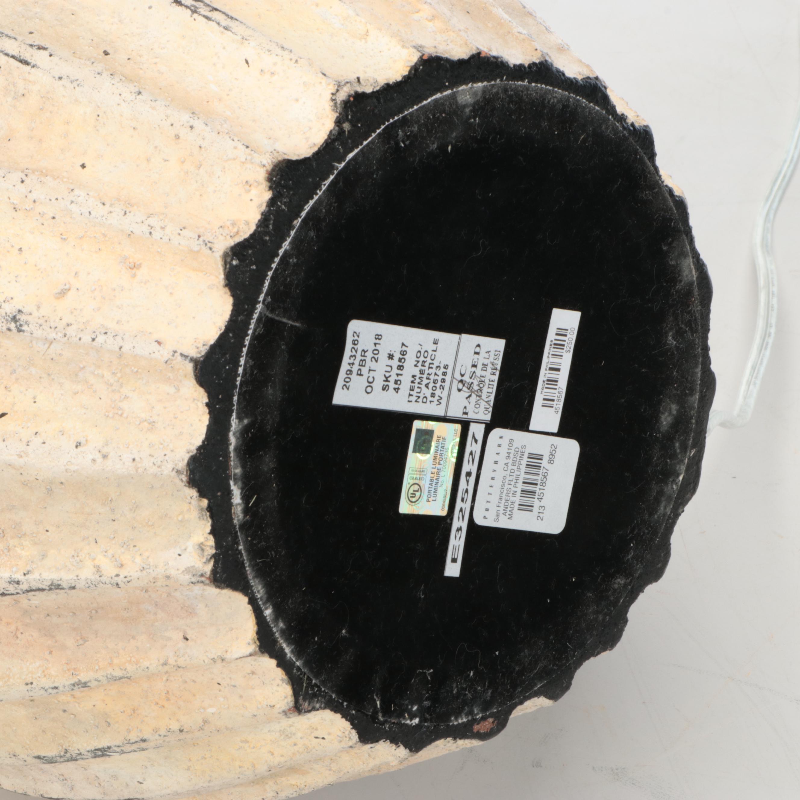 Pottery Barn "Anders" Table Lamp with Cotton Drum Shade