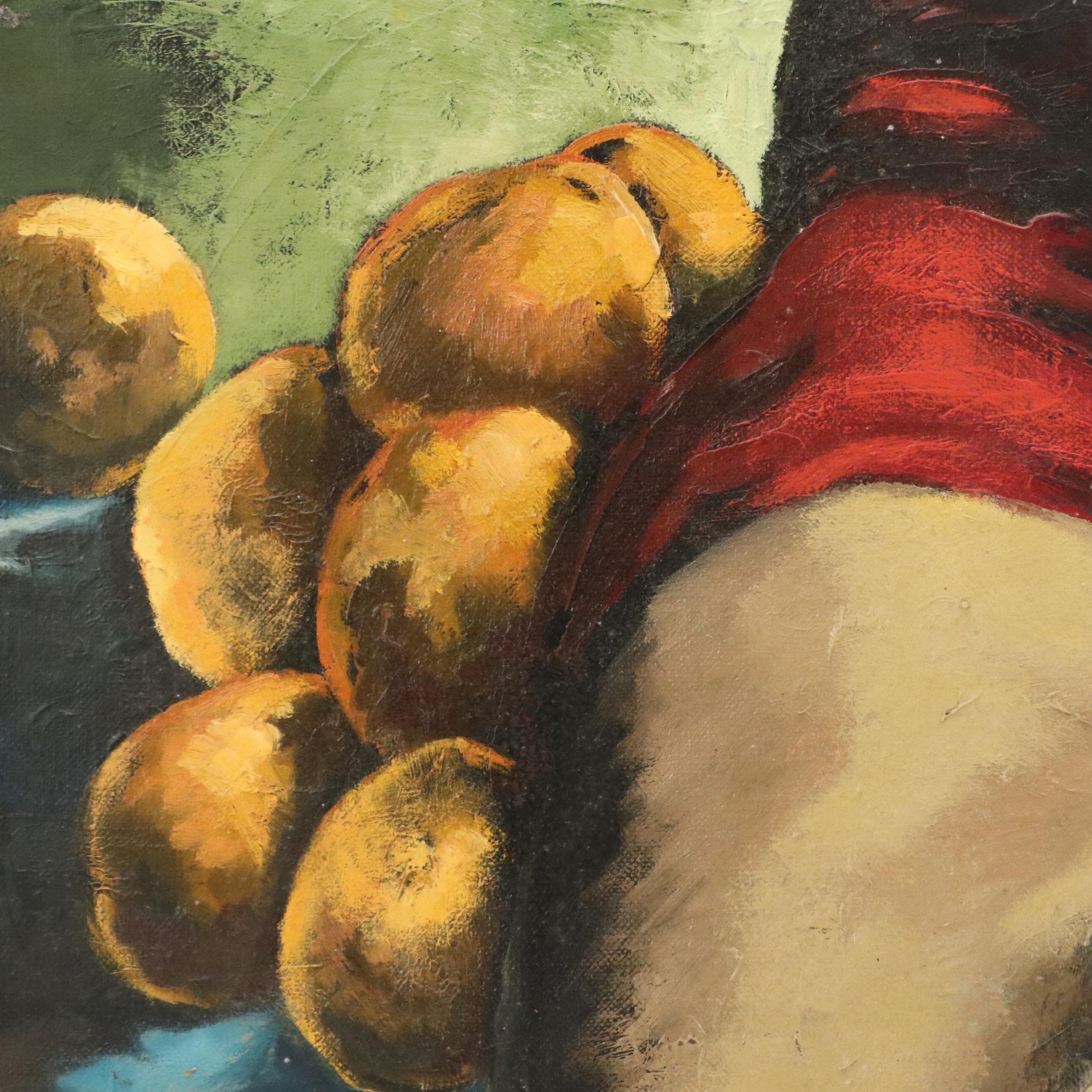 Harvey Shepard Figural Oil Painting with Fruit, Mid-20th Century