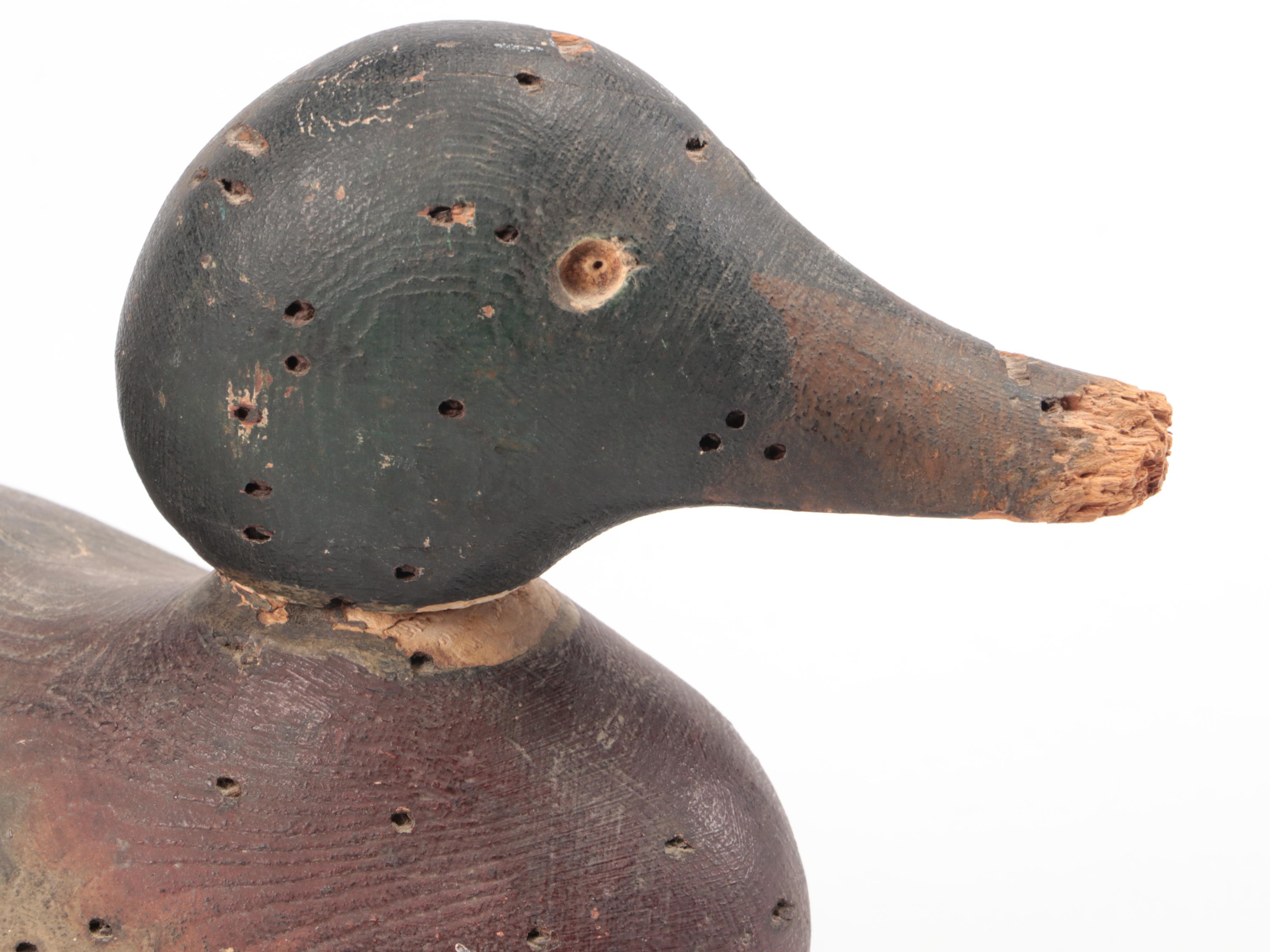 Primitive Style Mallard Duck Wood Figures with Wood Duck Call