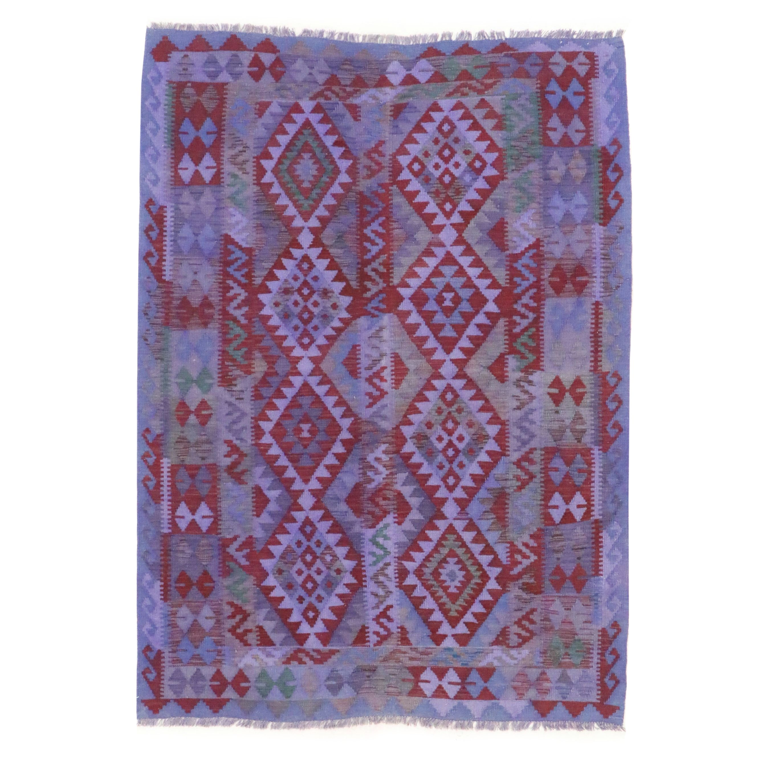 5'6 x 7'9 Handwoven Turkish Kilim Overdyed Area Rug