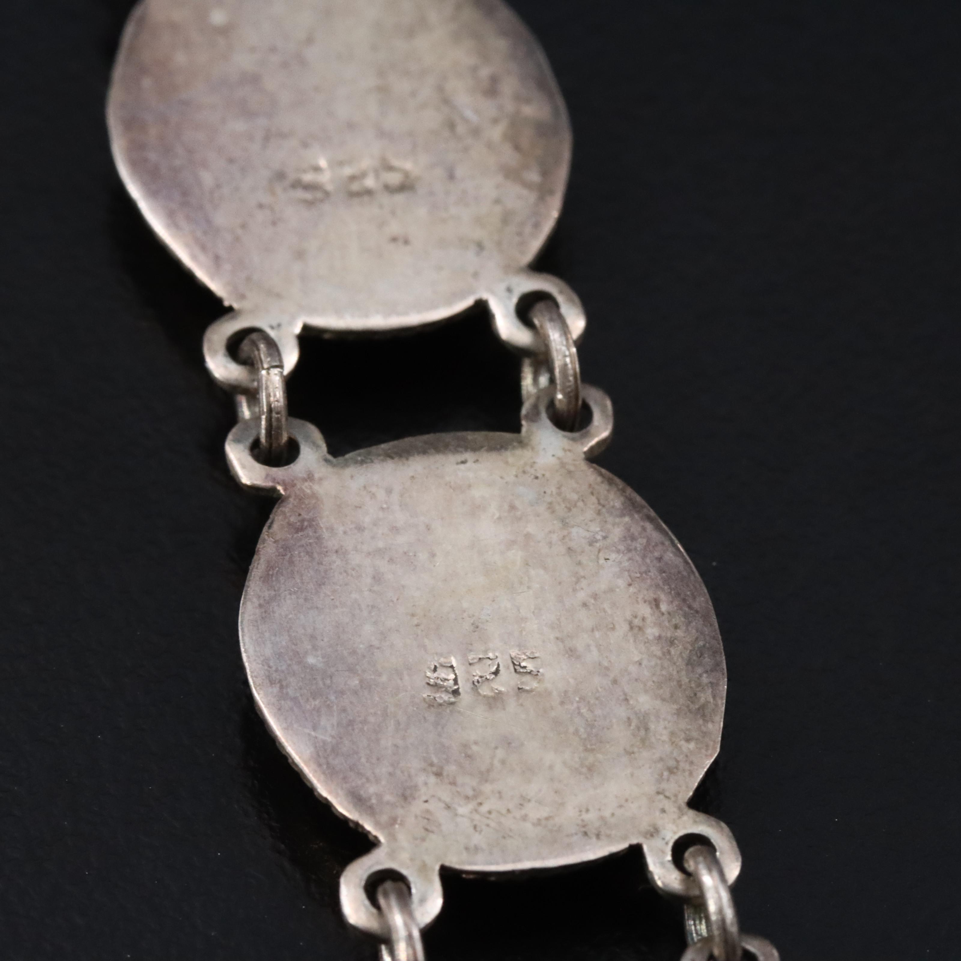 Sterling Gemstone Bracelet with Rhodonite, Black Onyx and Nephrite