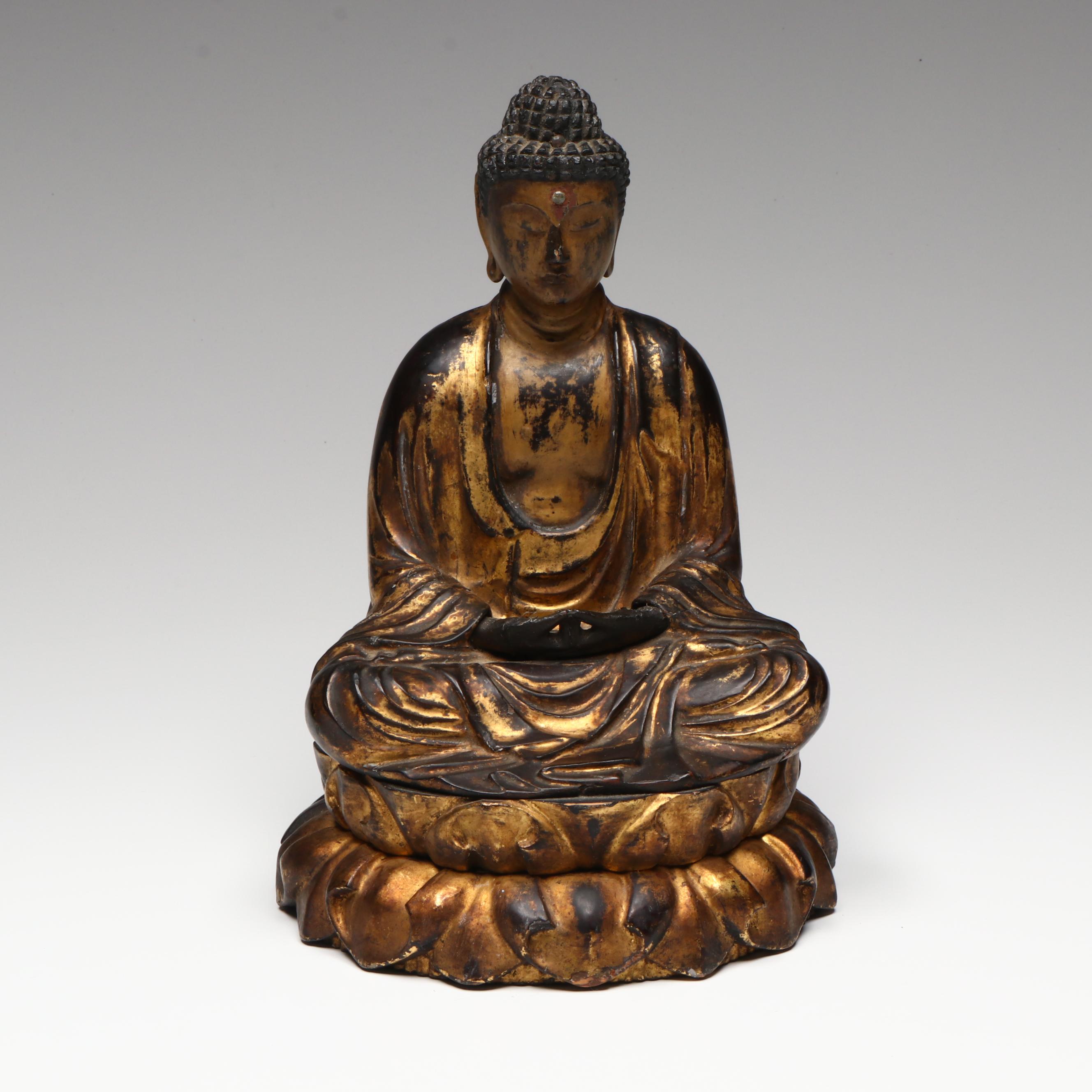 Japanese Gilt Wood Seated Amida Buddha, Circa 19th Century