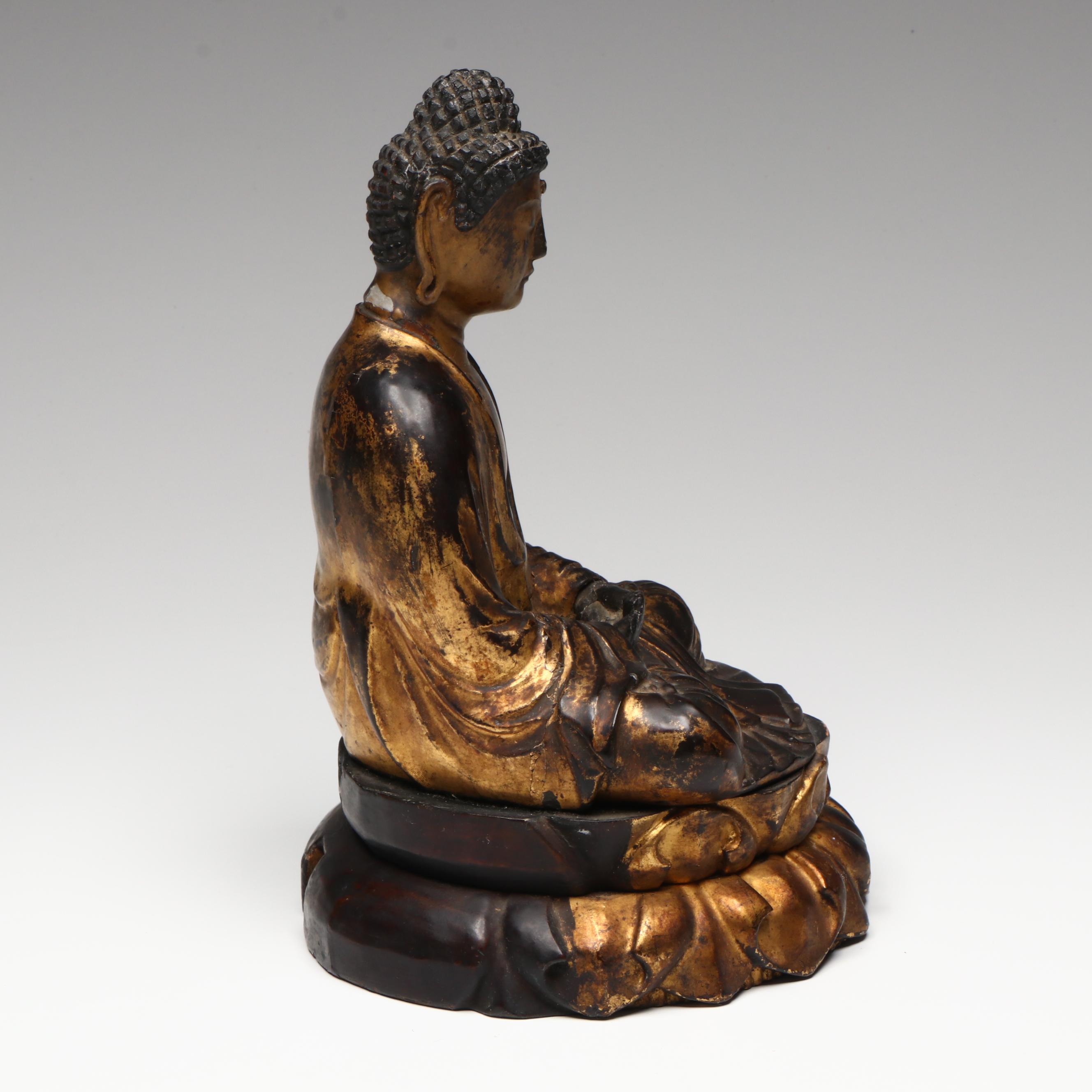 Japanese Gilt Wood Seated Amida Buddha, Circa 19th Century