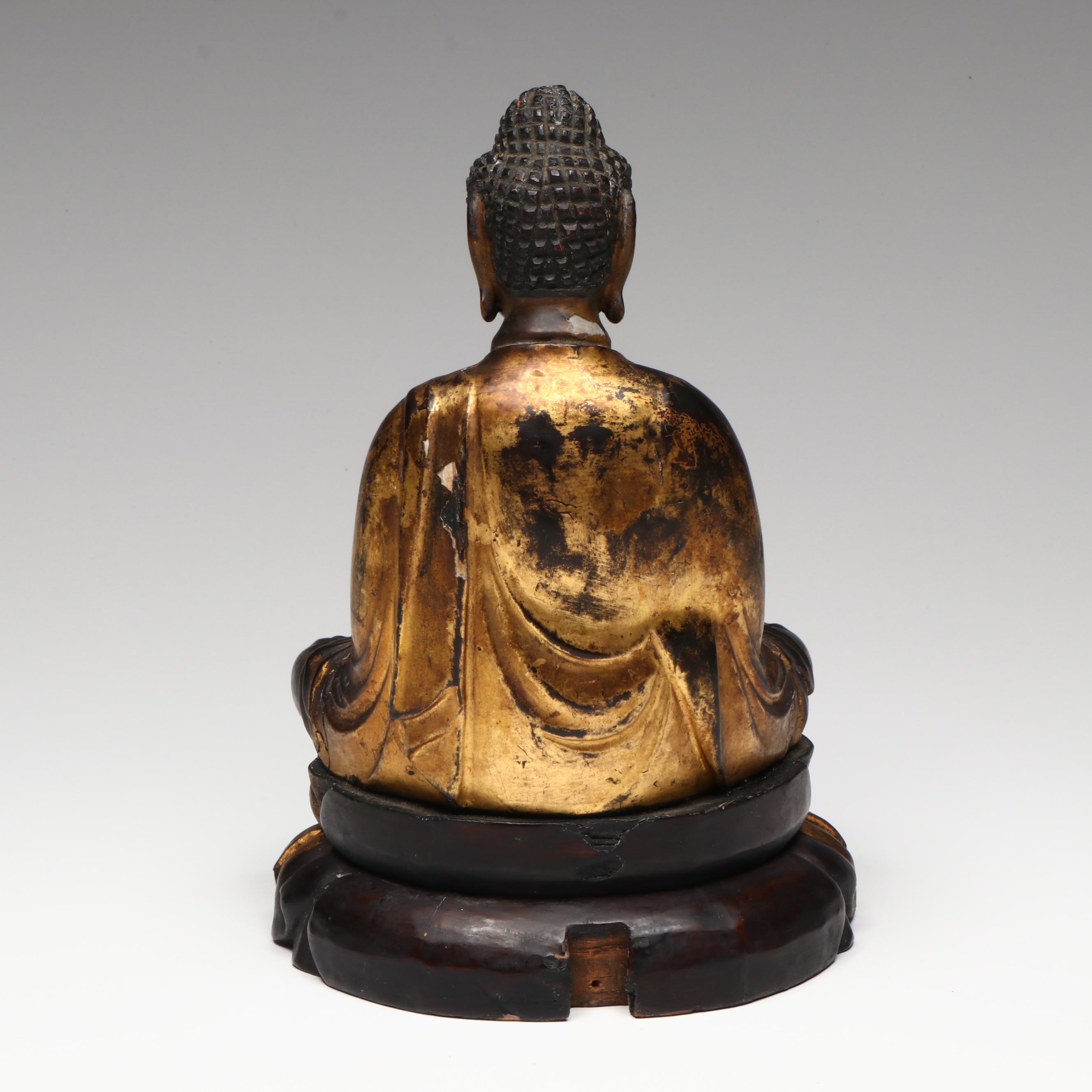 Japanese Gilt Wood Seated Amida Buddha, Circa 19th Century