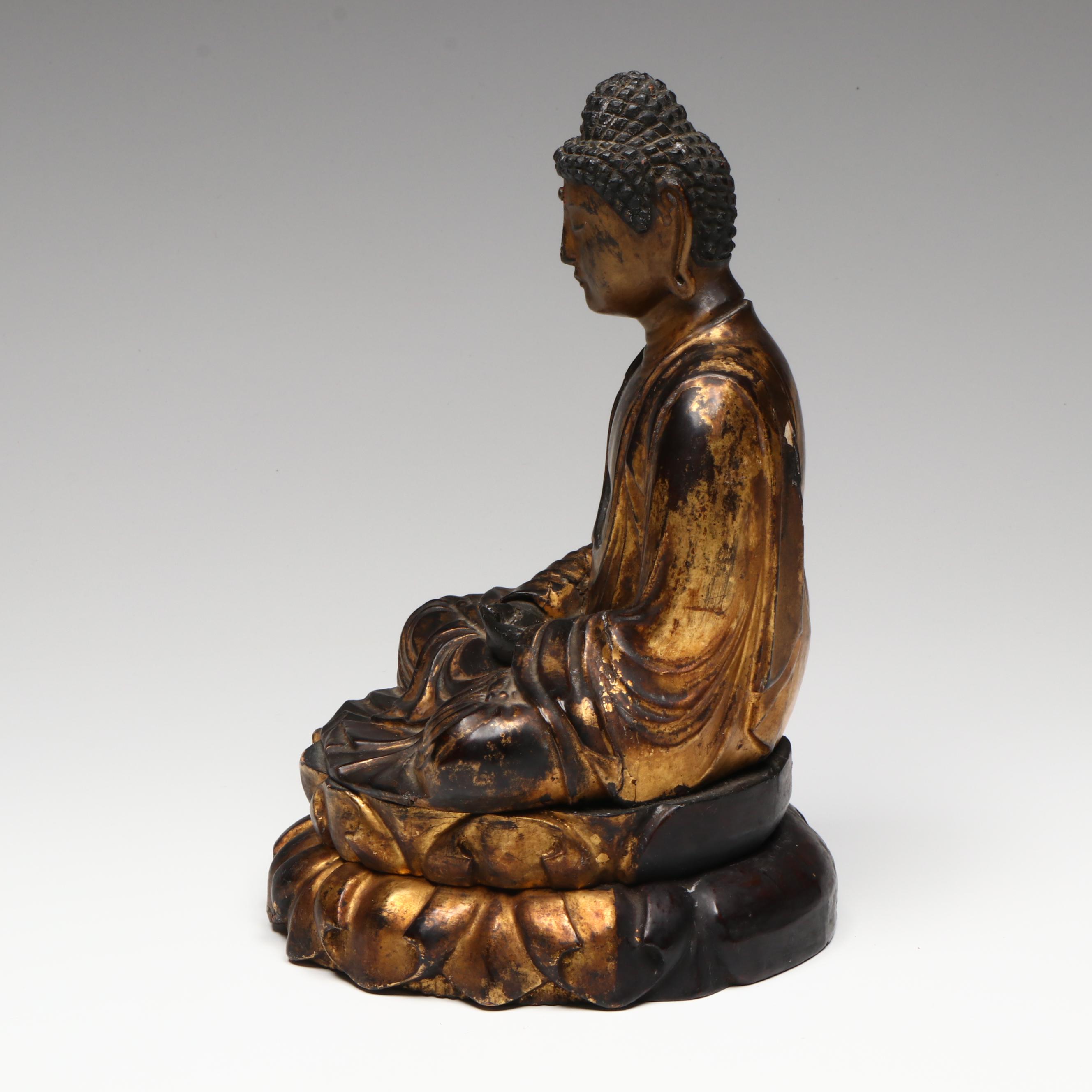 Japanese Gilt Wood Seated Amida Buddha, Circa 19th Century