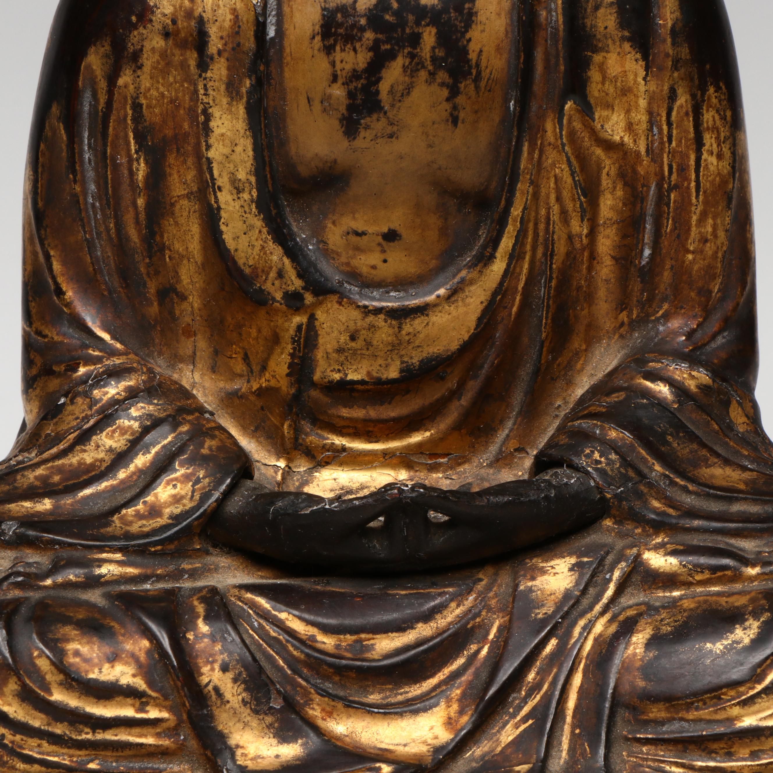 Japanese Gilt Wood Seated Amida Buddha, Circa 19th Century