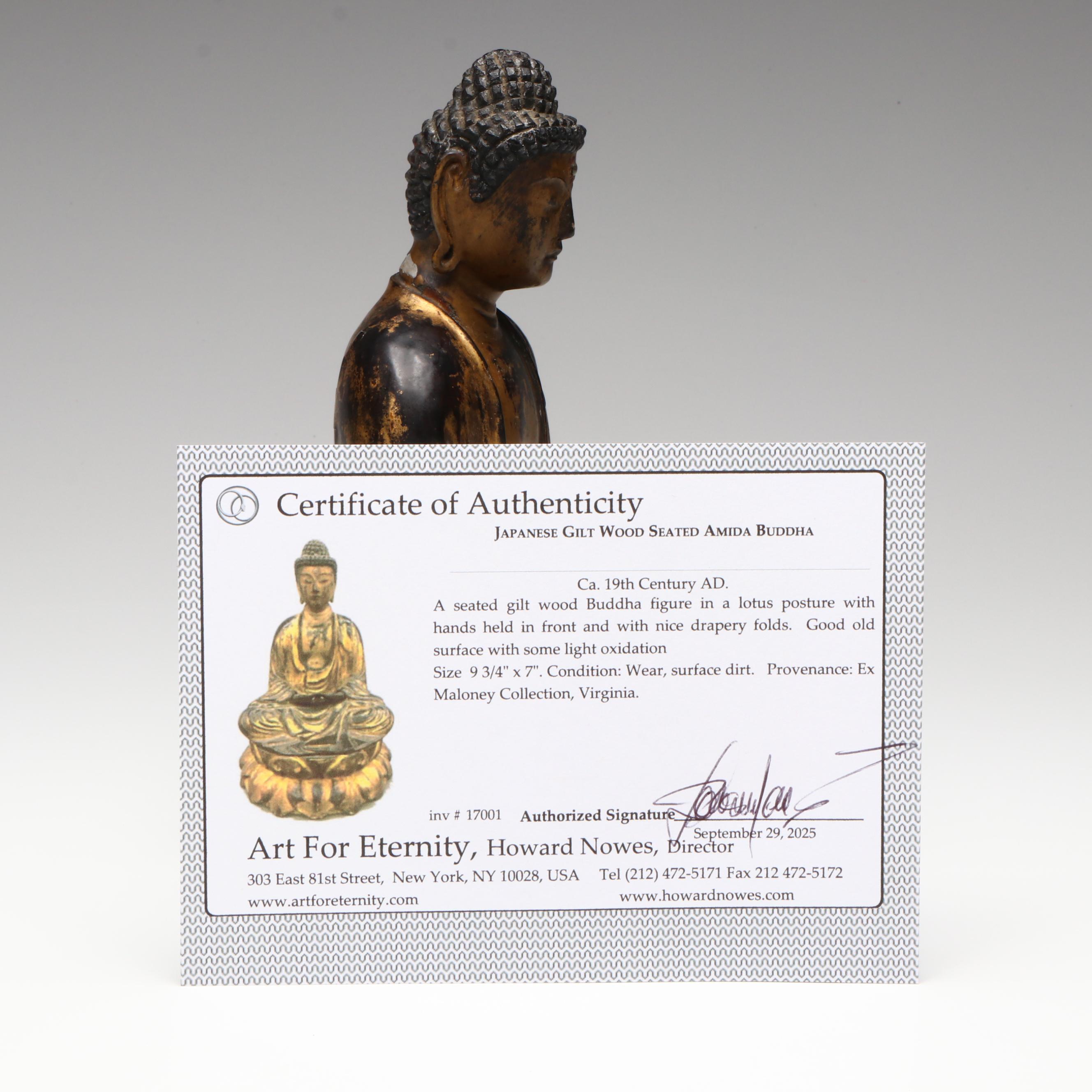 Japanese Gilt Wood Seated Amida Buddha, Circa 19th Century
