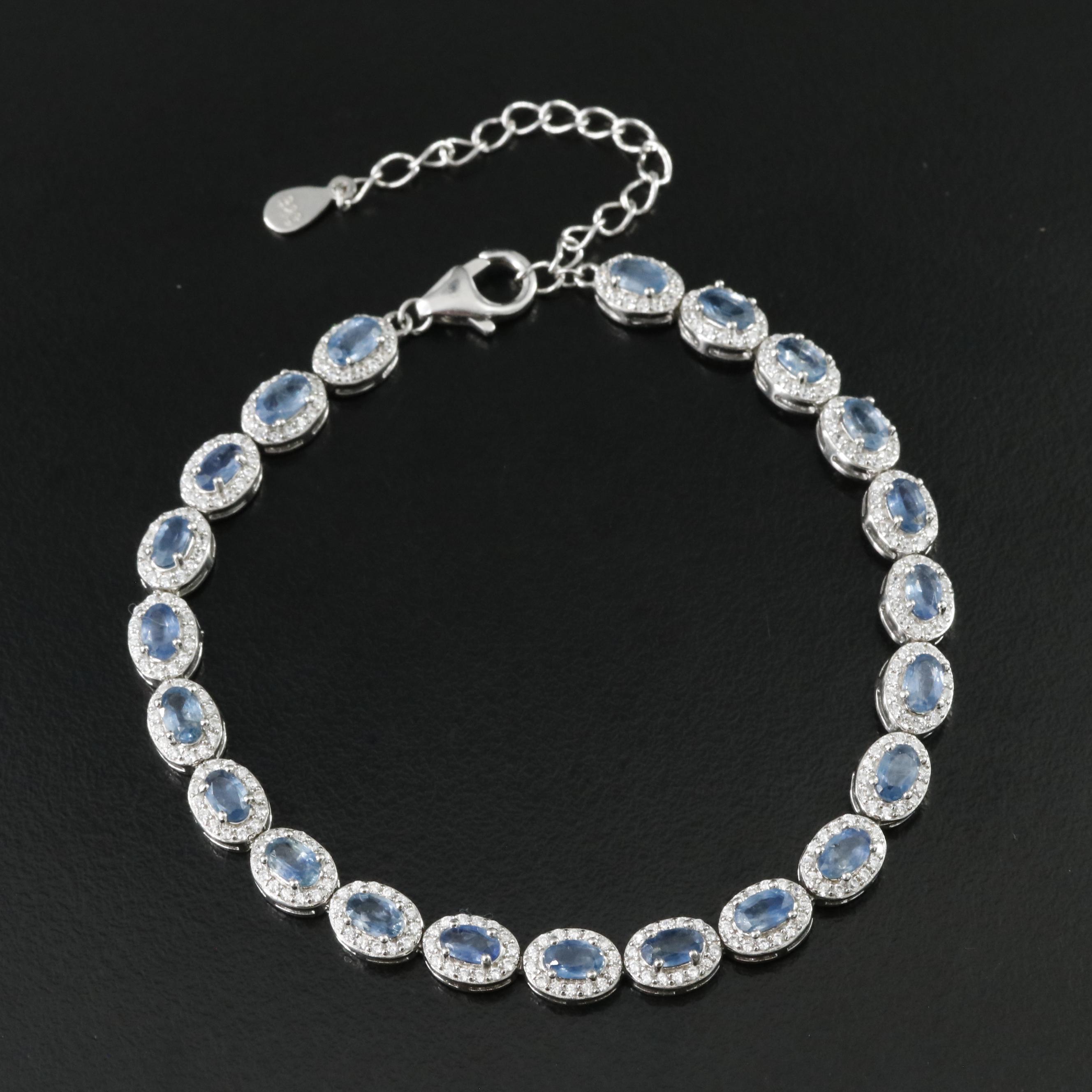 Sterling Sapphire and CZ Bracelet
