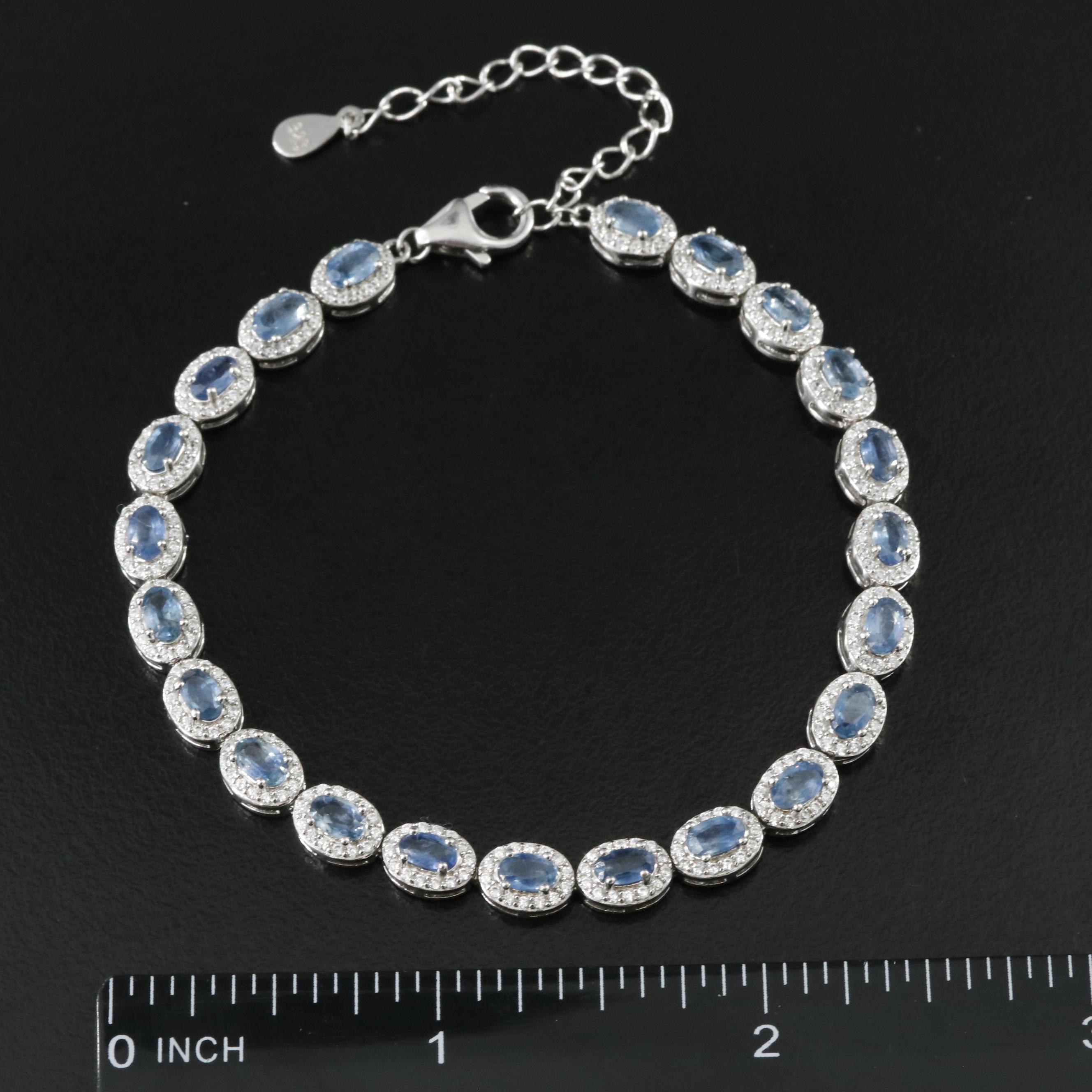 Sterling Sapphire and CZ Bracelet