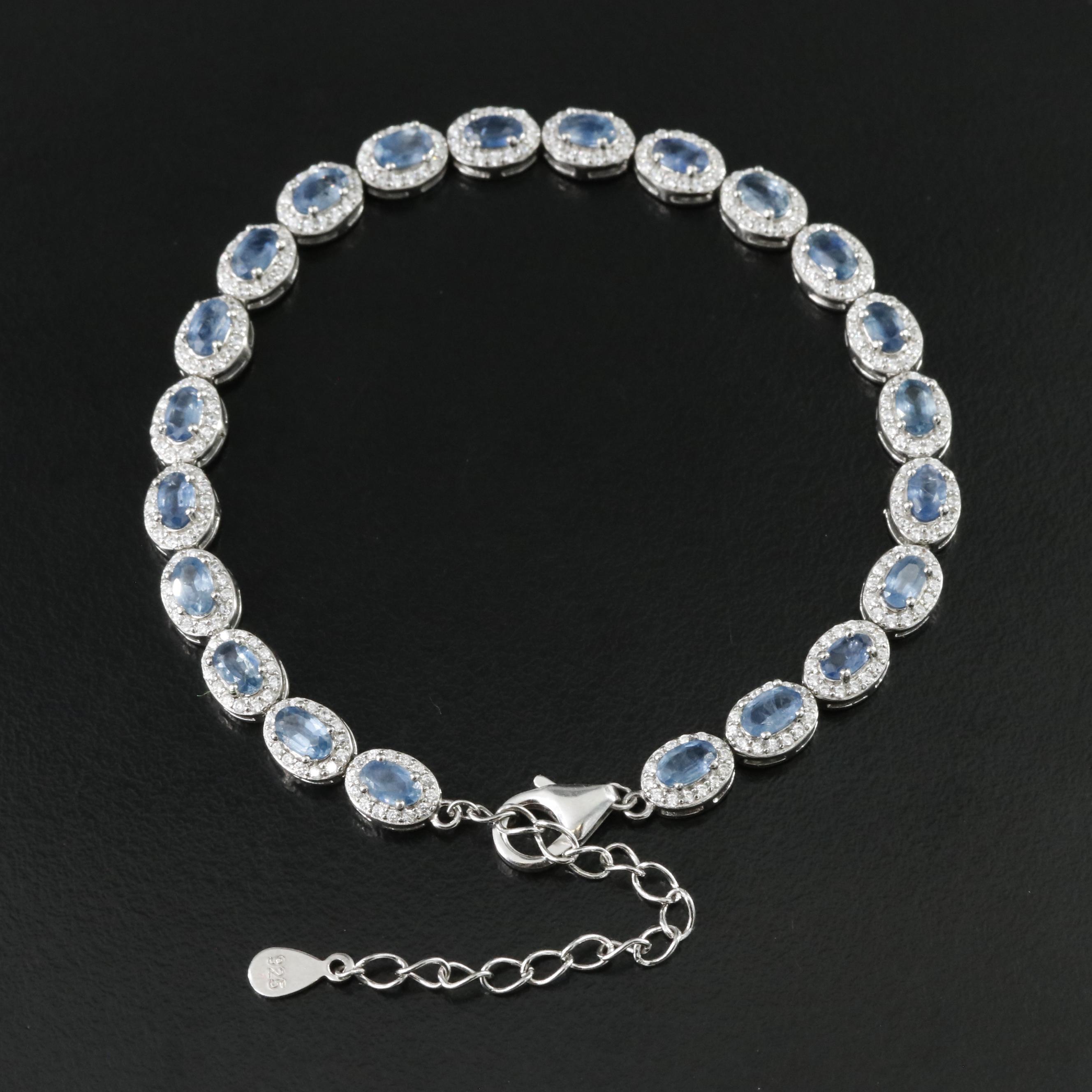 Sterling Sapphire and CZ Bracelet