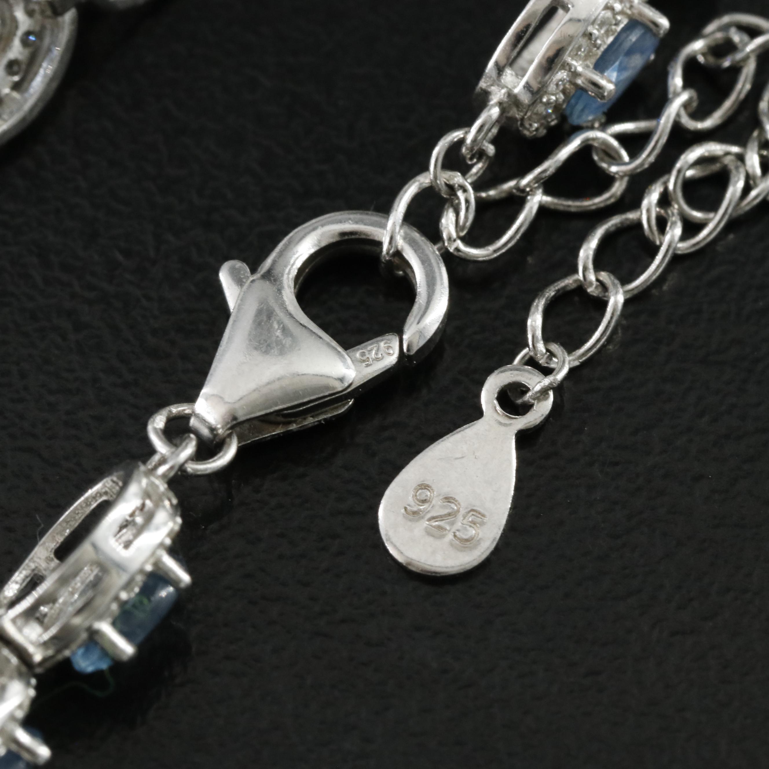 Sterling Sapphire and CZ Bracelet