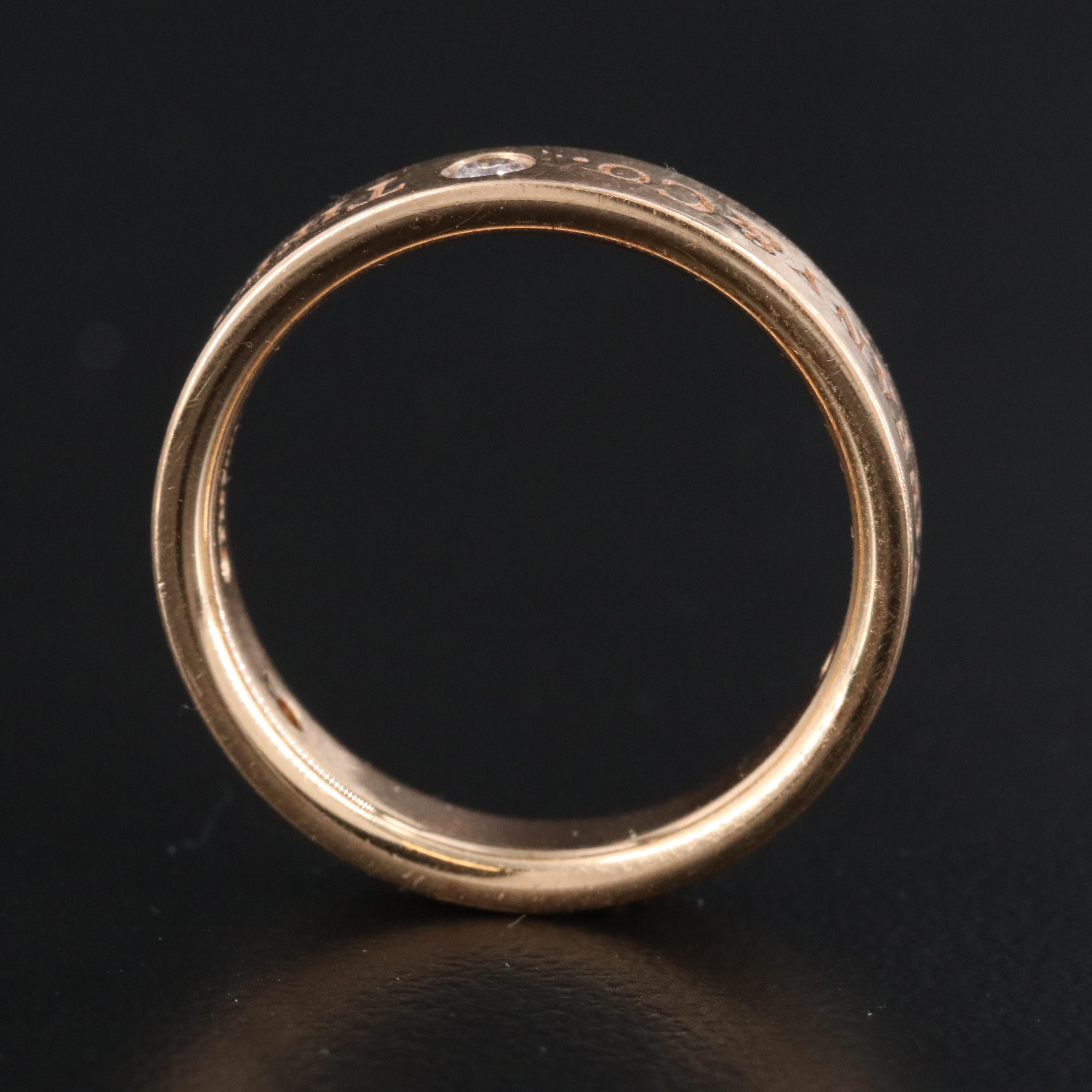 Tiffany & Co. 18K Rose Gold Logo Band with Diamond Accents