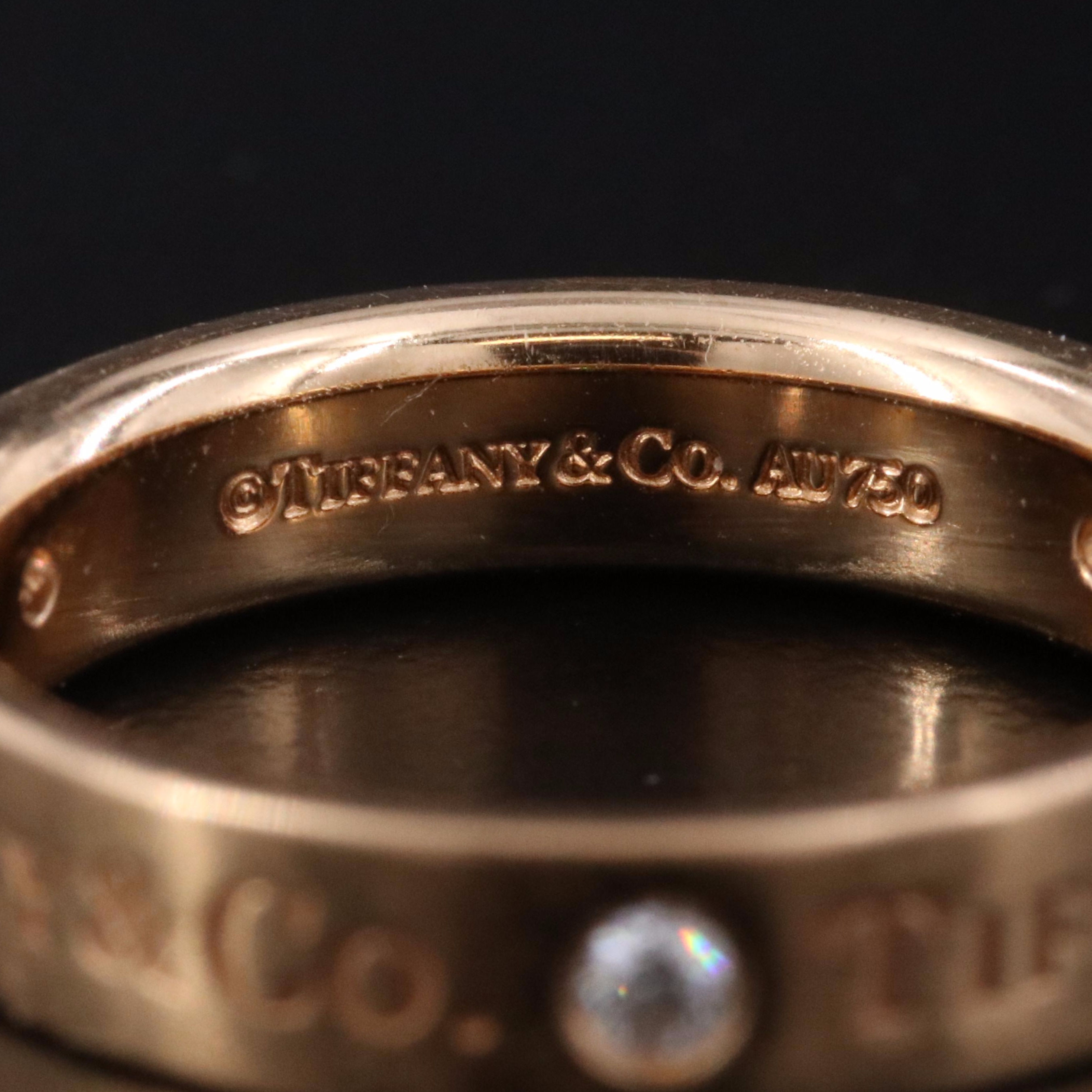 Tiffany & Co. 18K Rose Gold Logo Band with Diamond Accents