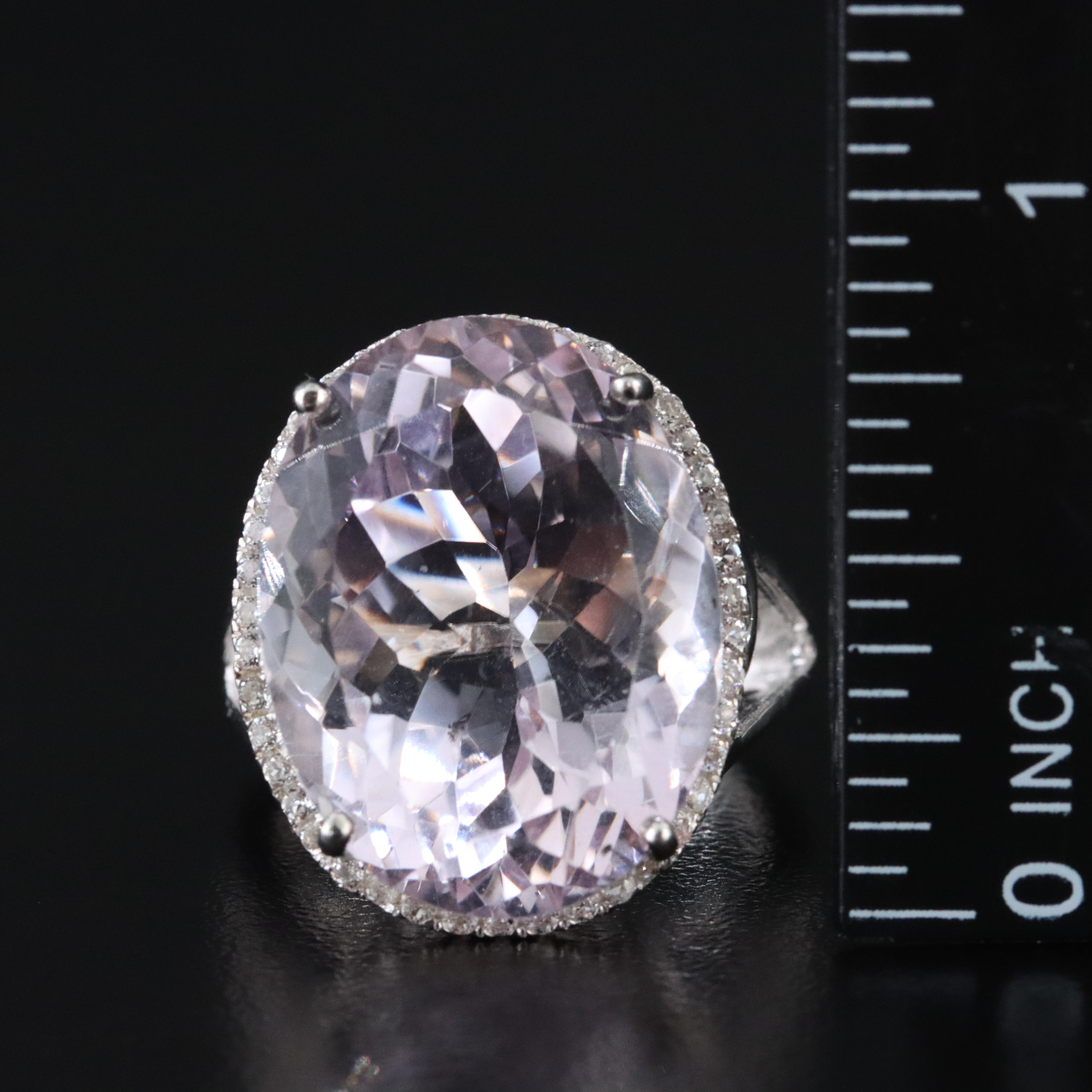 Sterling Kunzite and White Sapphire Ring