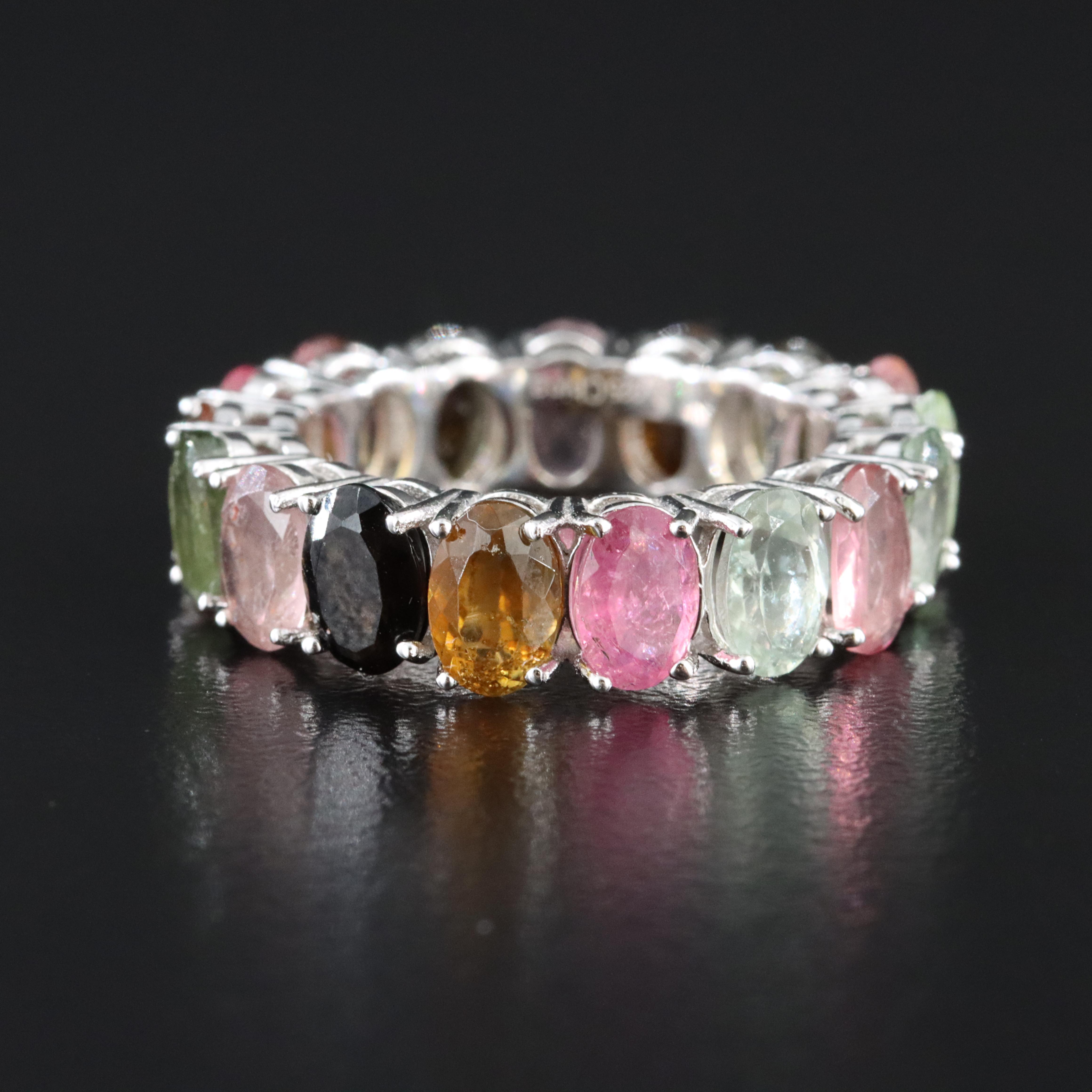 Sterling Tourmaline Eternity Band