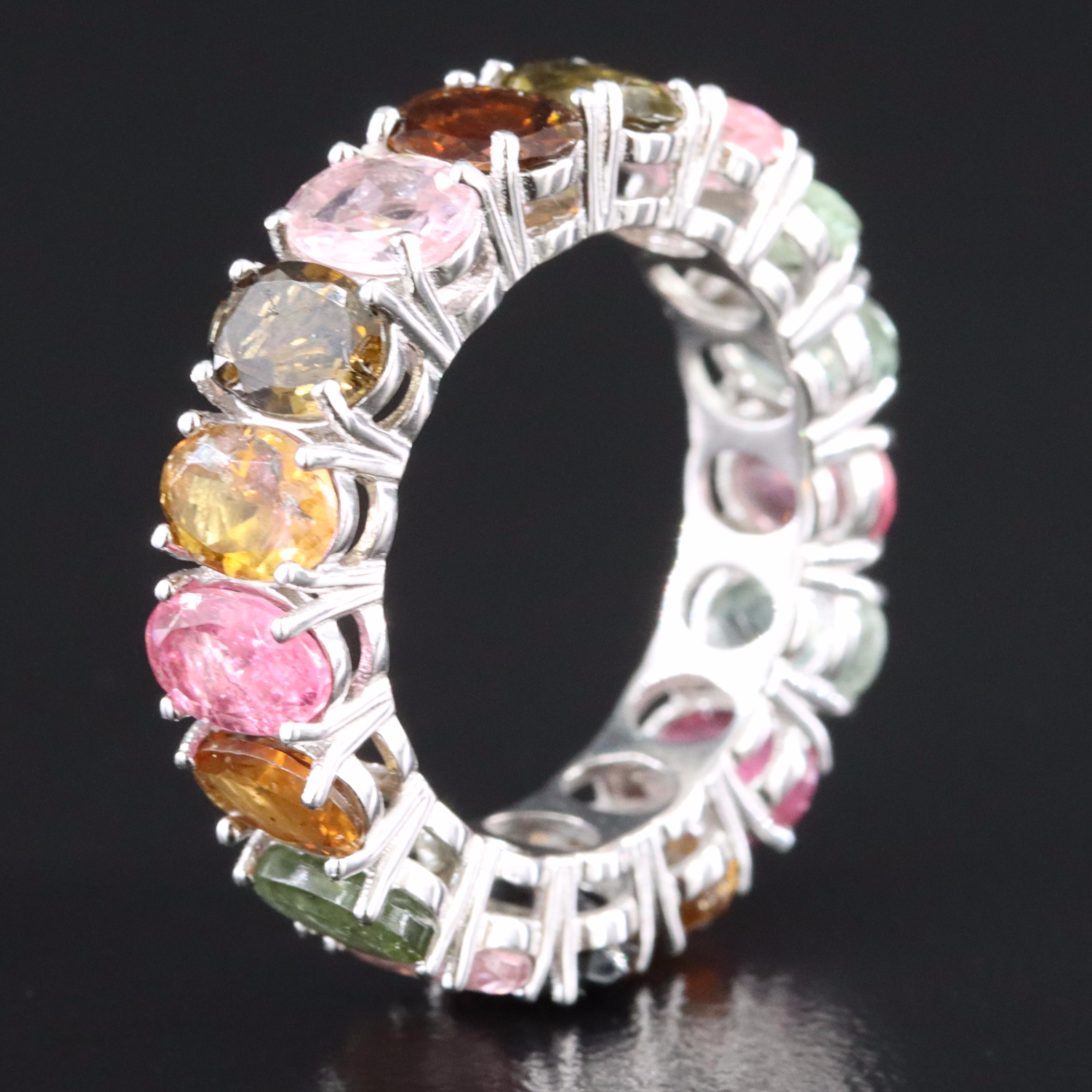 Sterling Tourmaline Eternity Band