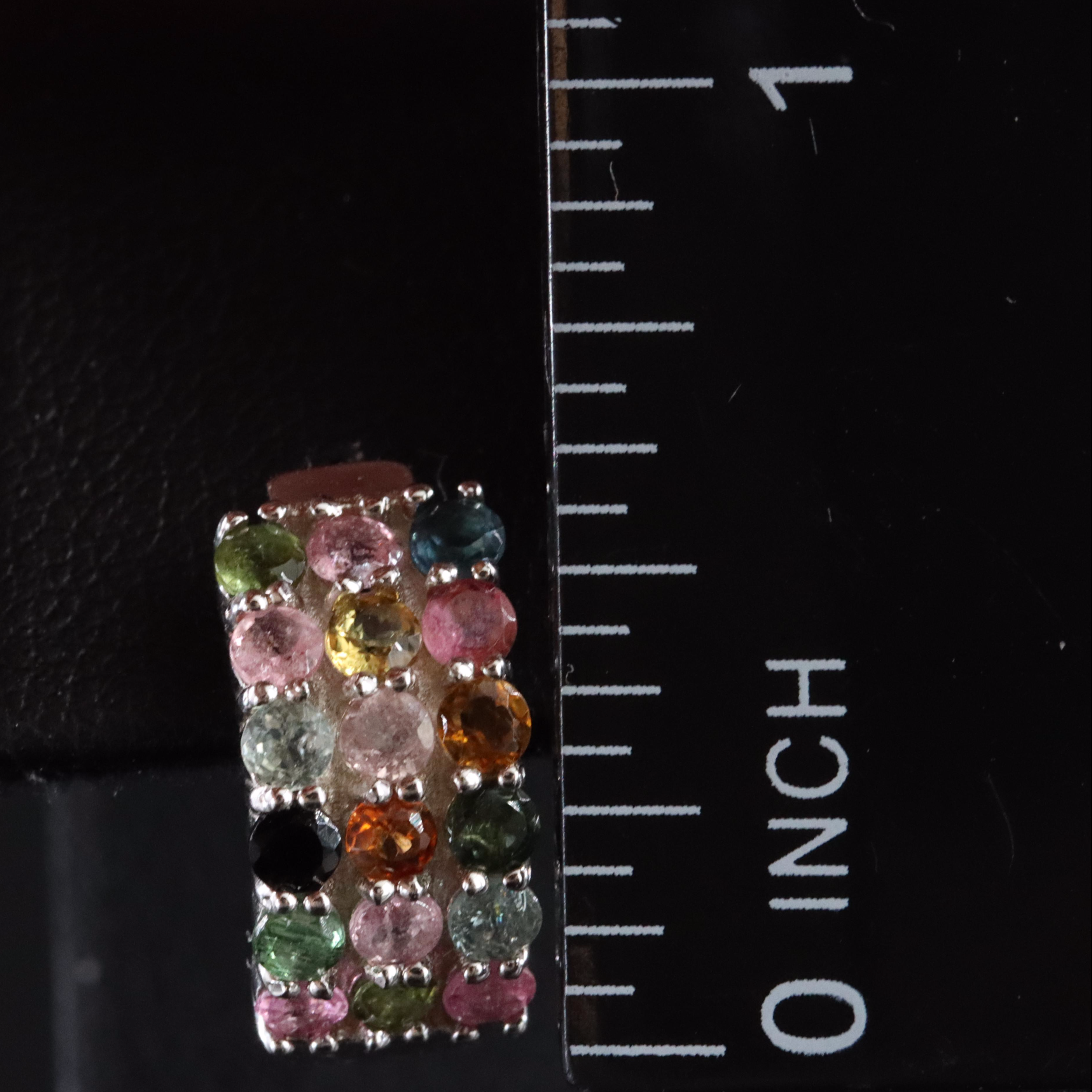 Sterling Tourmaline Hoop Earrings