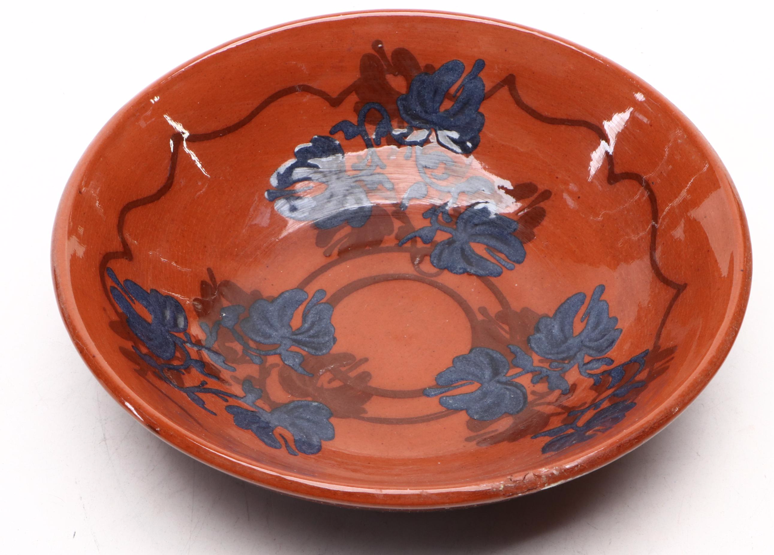 Joyce Clancy Floral Motif Red Clay Pitcher and Basin