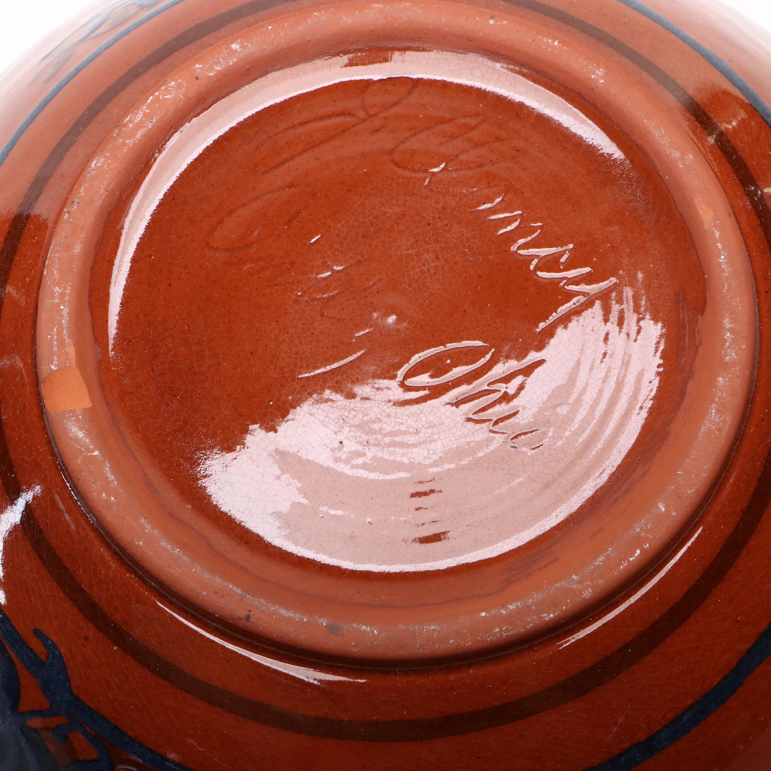 Joyce Clancy Floral Motif Red Clay Pitcher and Basin