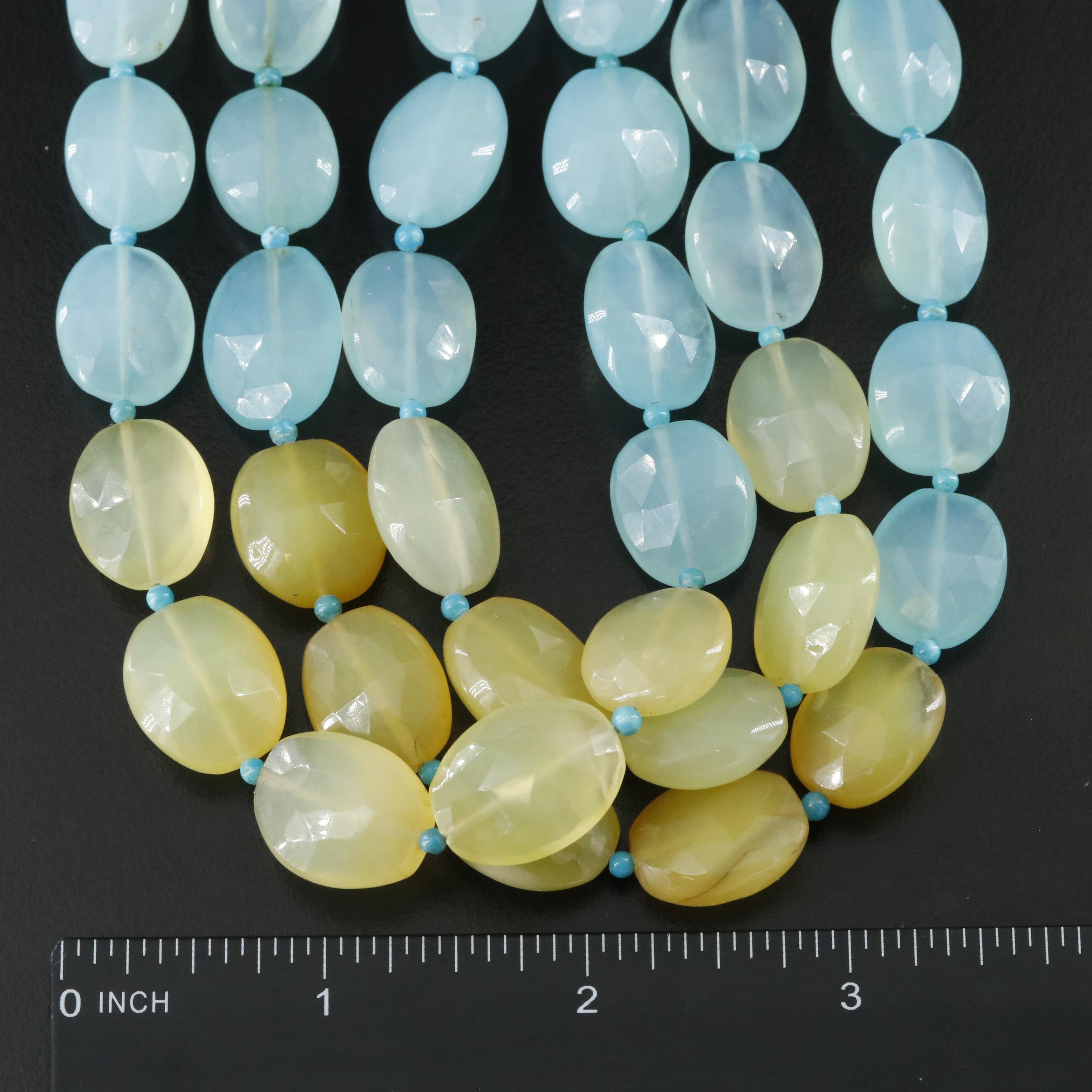 Chalcedony, Turquoise and Bone Necklace with Sterling Dragonfly Clasp