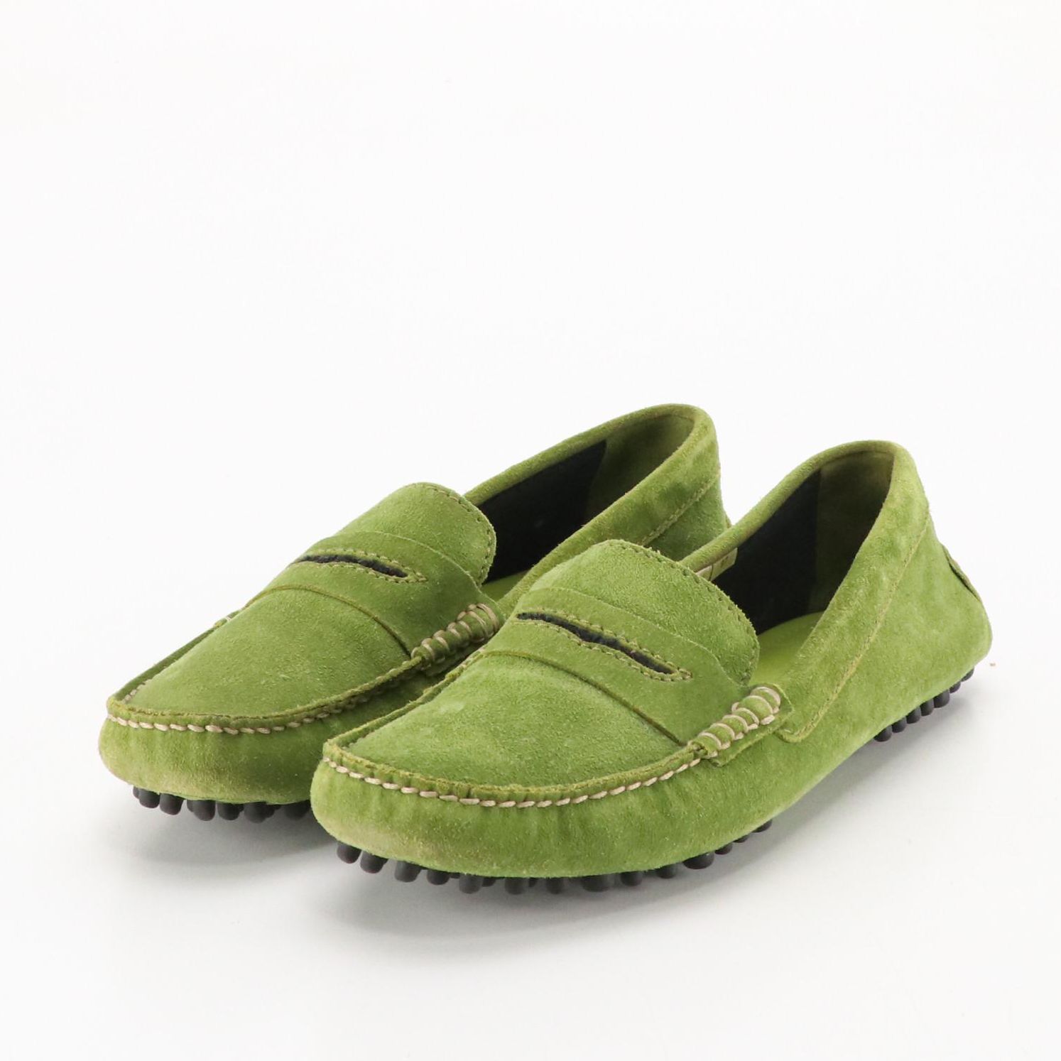 Manolo Blahnik Green Suede Penny Loafers in Box