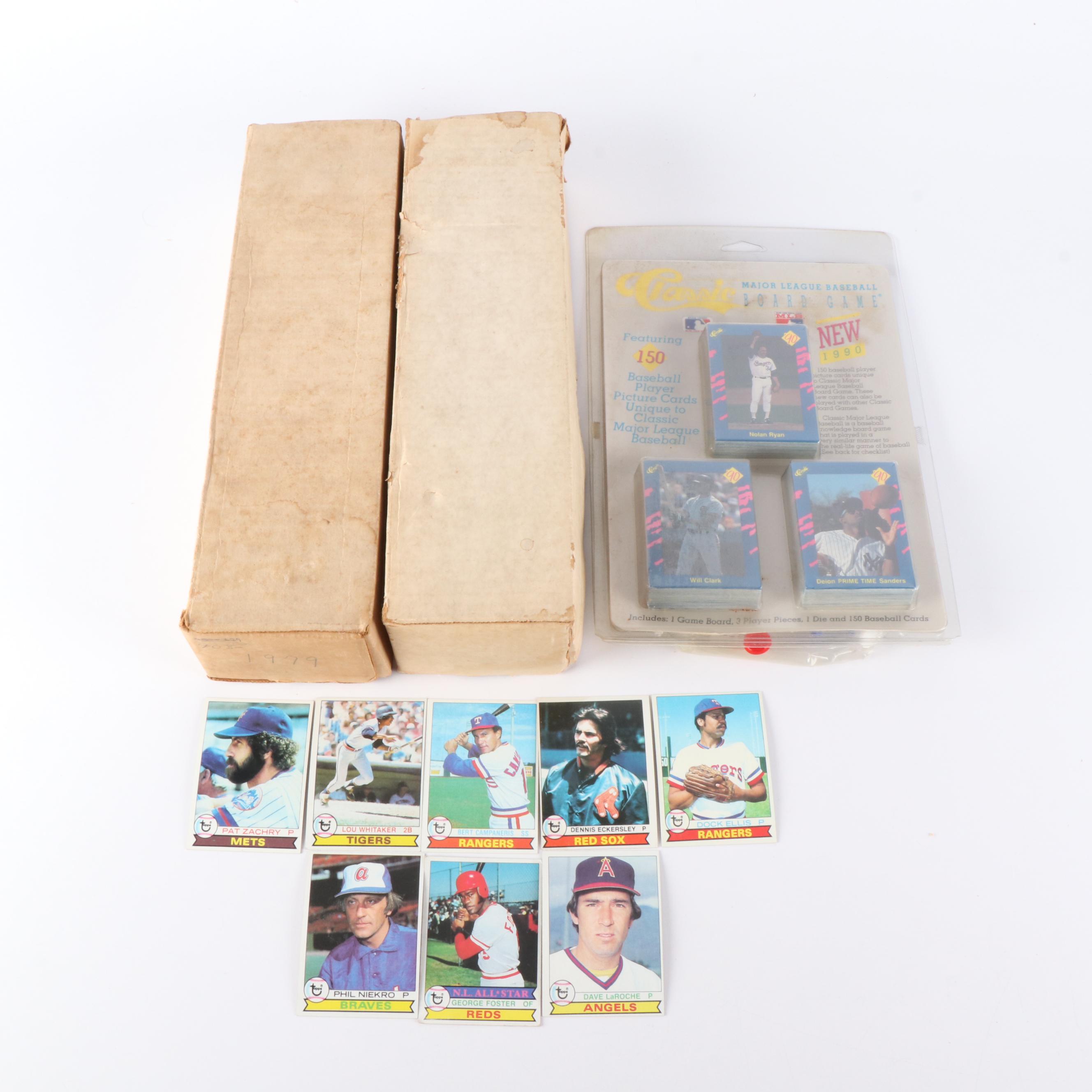 1979 Topps Baseball Cards with 1990 Classic Trading Card Board Game