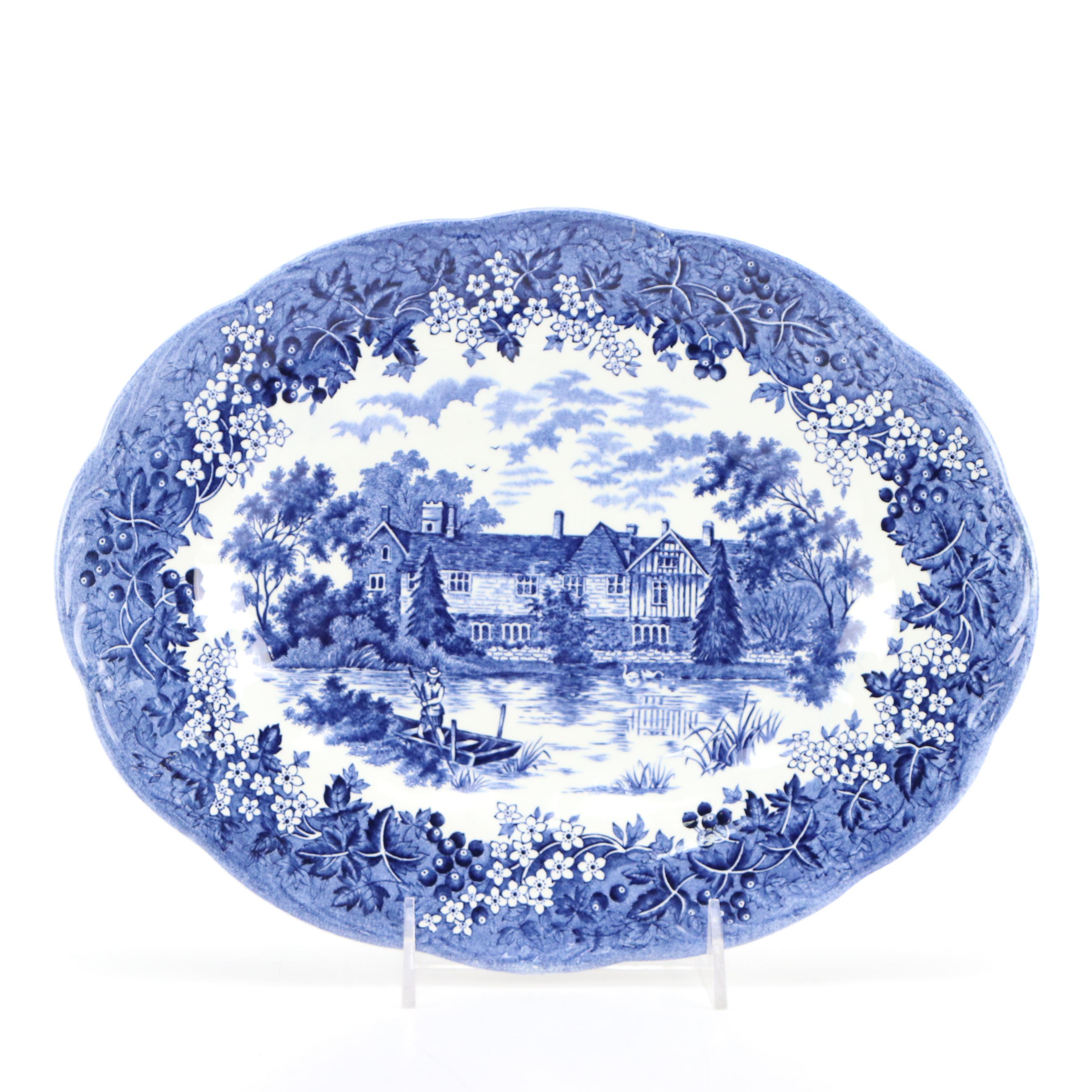 J & G Meakin "Romantic England" Ironstone Plate with Ceramic Tray