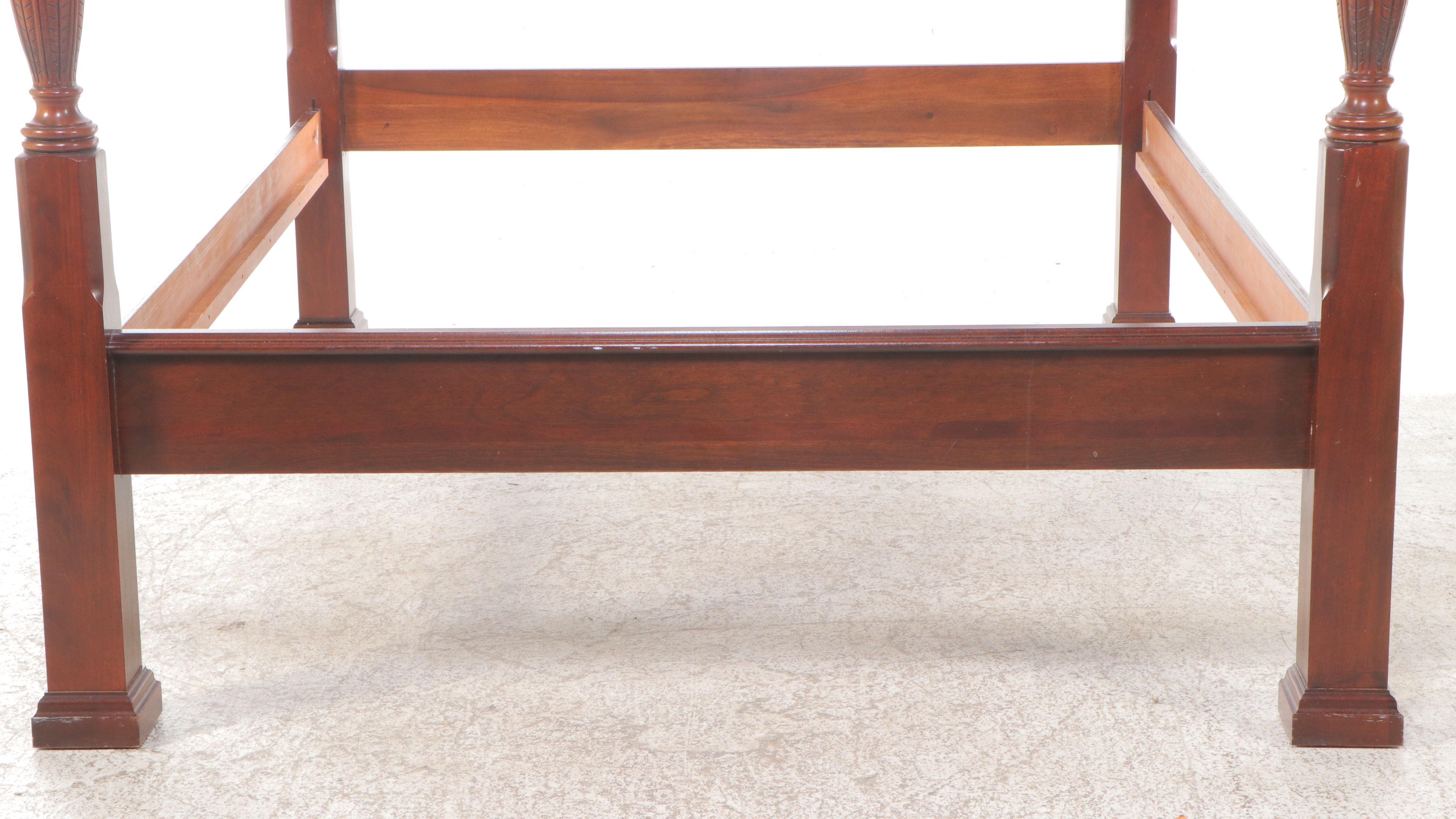 Queen Size Rice Carved Cherry Poster Bed Frame