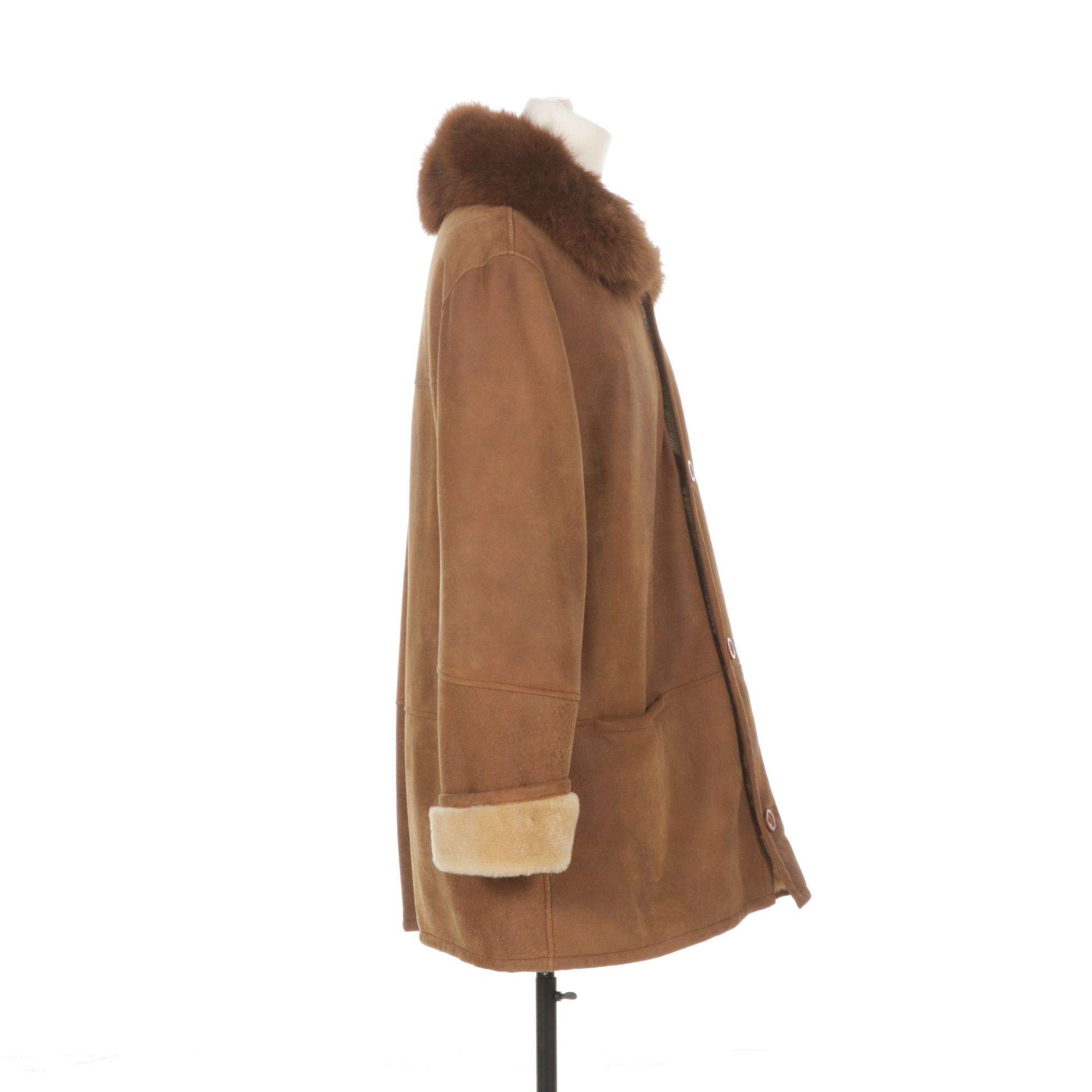 Mill Valley Sheepskin & Leather Co. Shearling Jacket with Fox Fur Collar