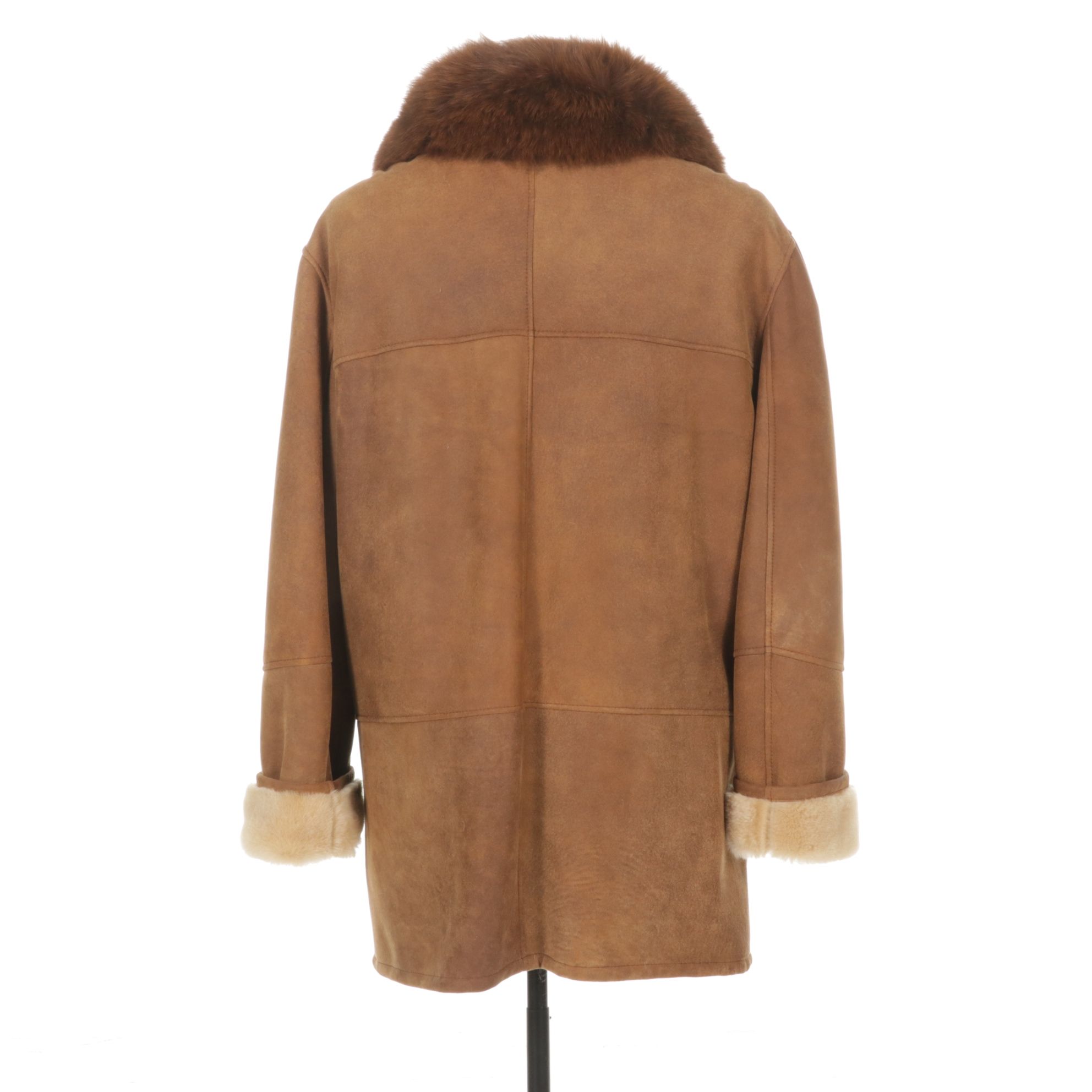 Mill Valley Sheepskin & Leather Co. Shearling Jacket with Fox Fur Collar