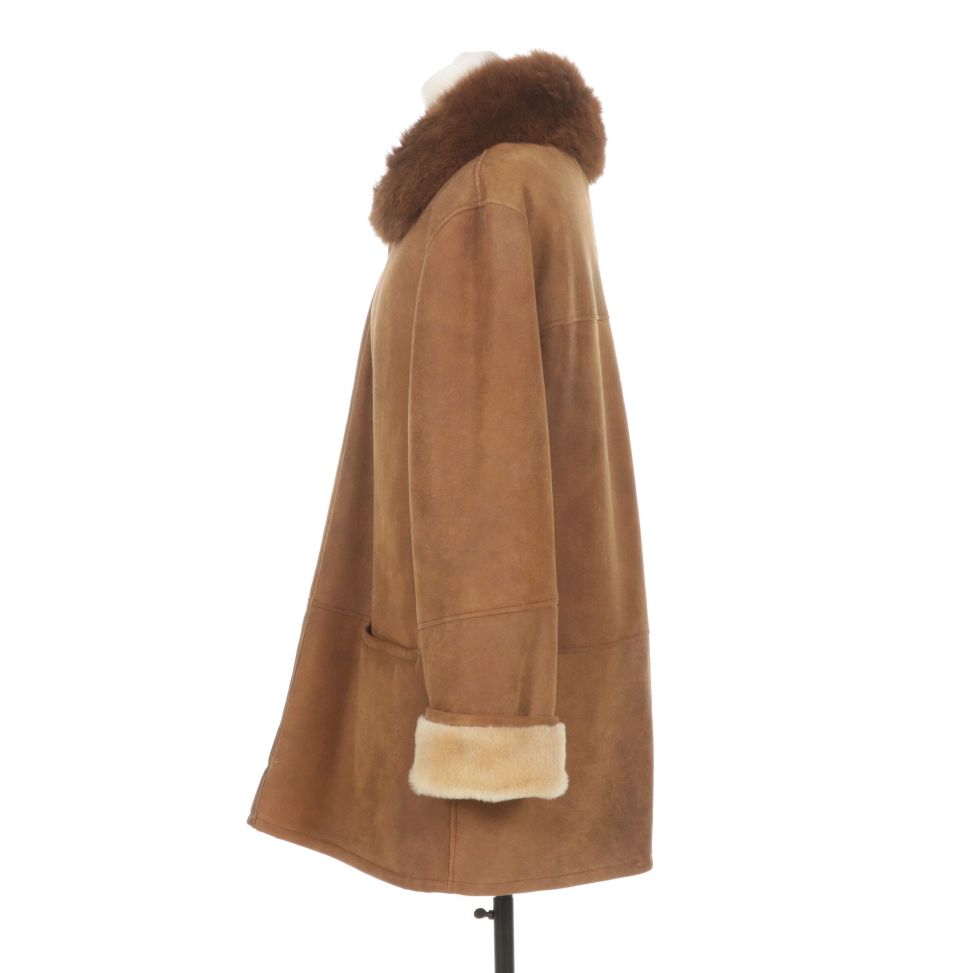 Mill Valley Sheepskin & Leather Co. Shearling Jacket with Fox Fur Collar