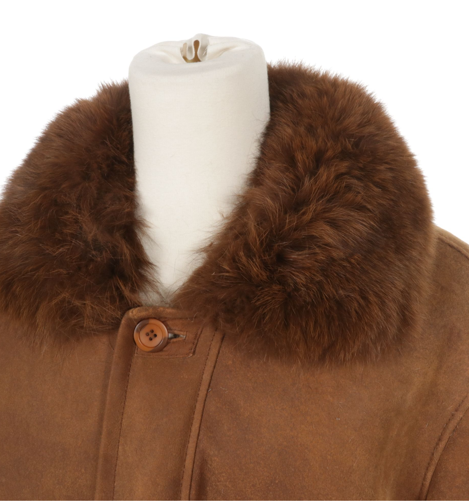 Mill Valley Sheepskin & Leather Co. Shearling Jacket with Fox Fur Collar