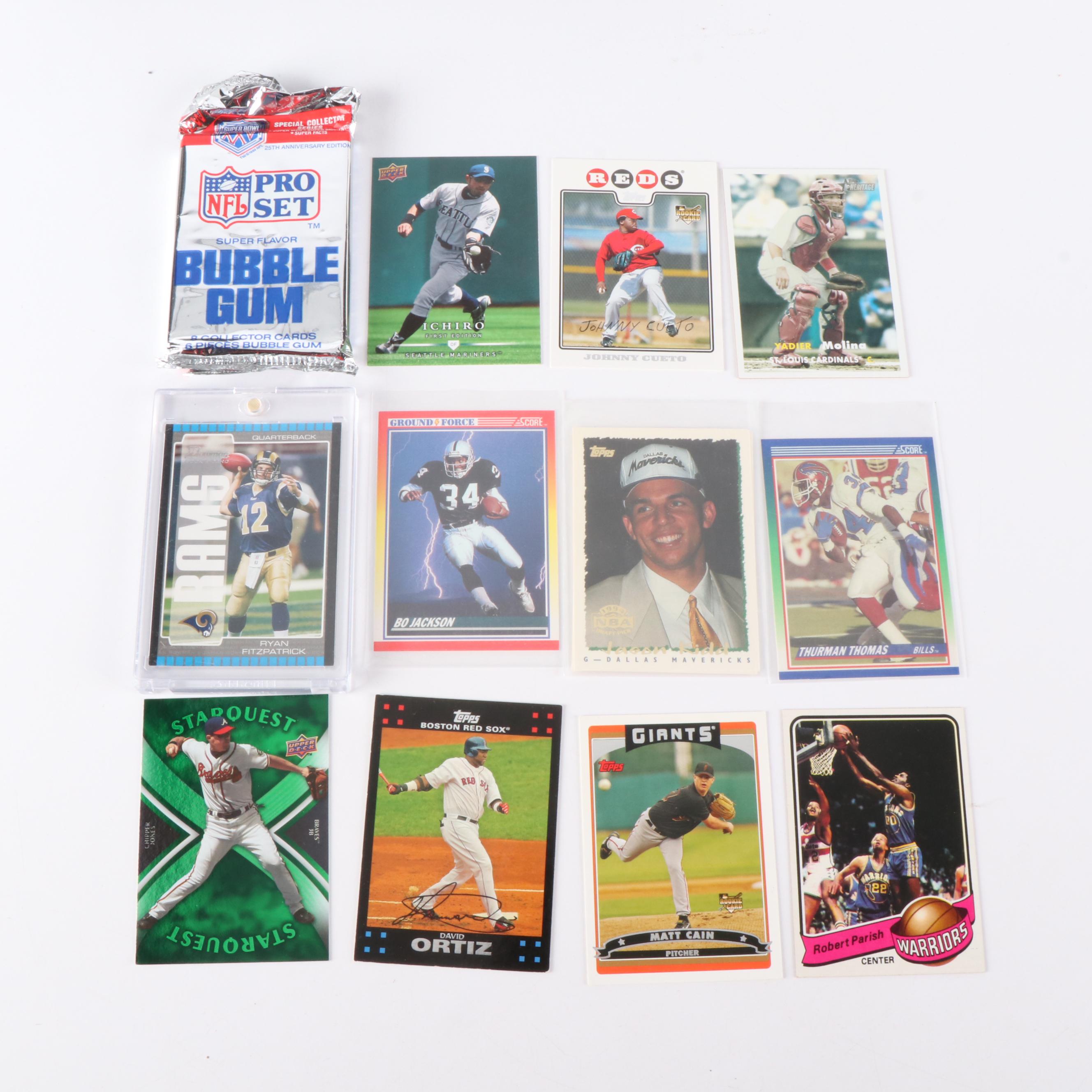 Bowman with Other Sports Cards Featuring Bo Jackson, Larry Bird, and More