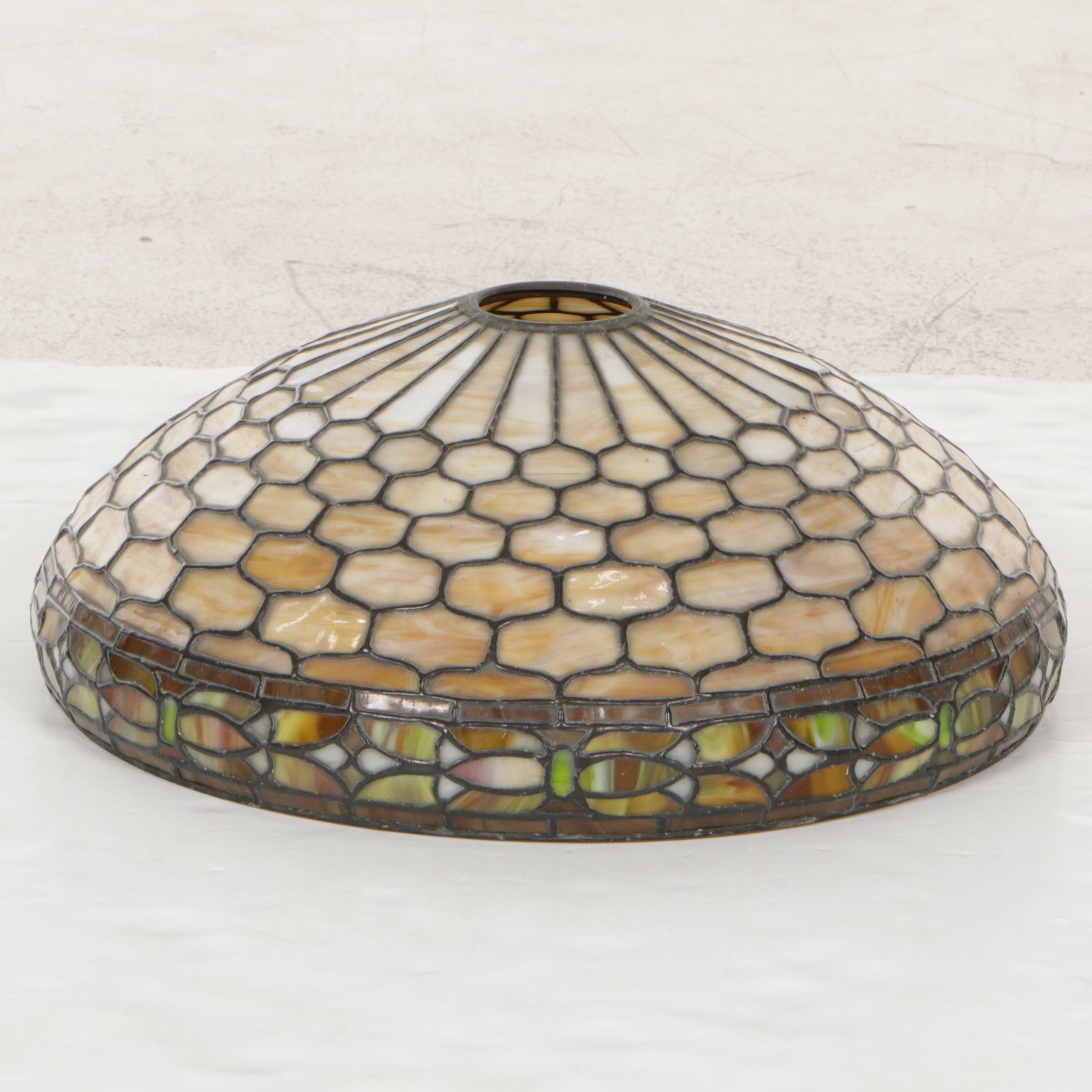 Arts & Crafts Style Caramel Slag Glass Table Lamp Shade, Vintage