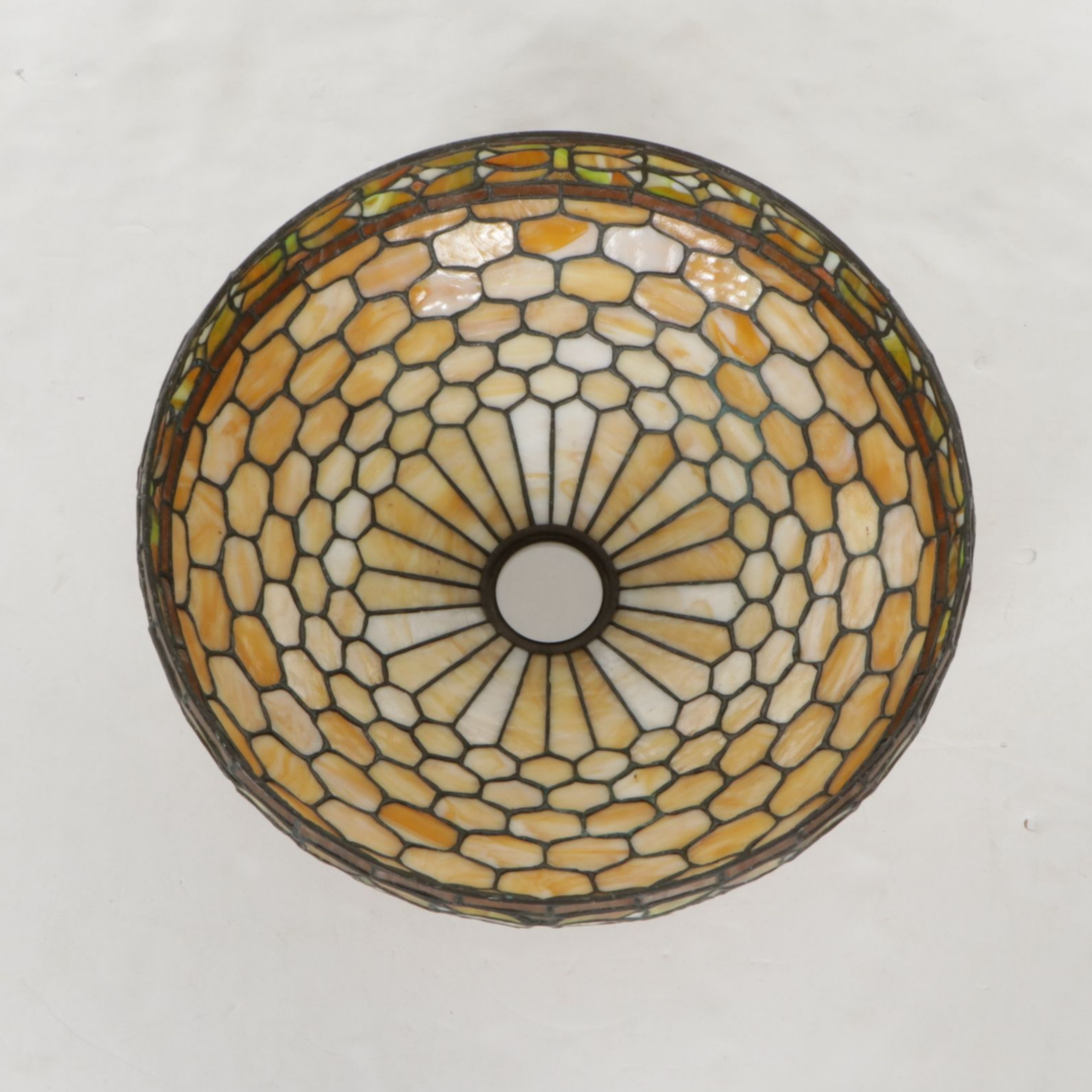 Arts & Crafts Style Caramel Slag Glass Table Lamp Shade, Vintage